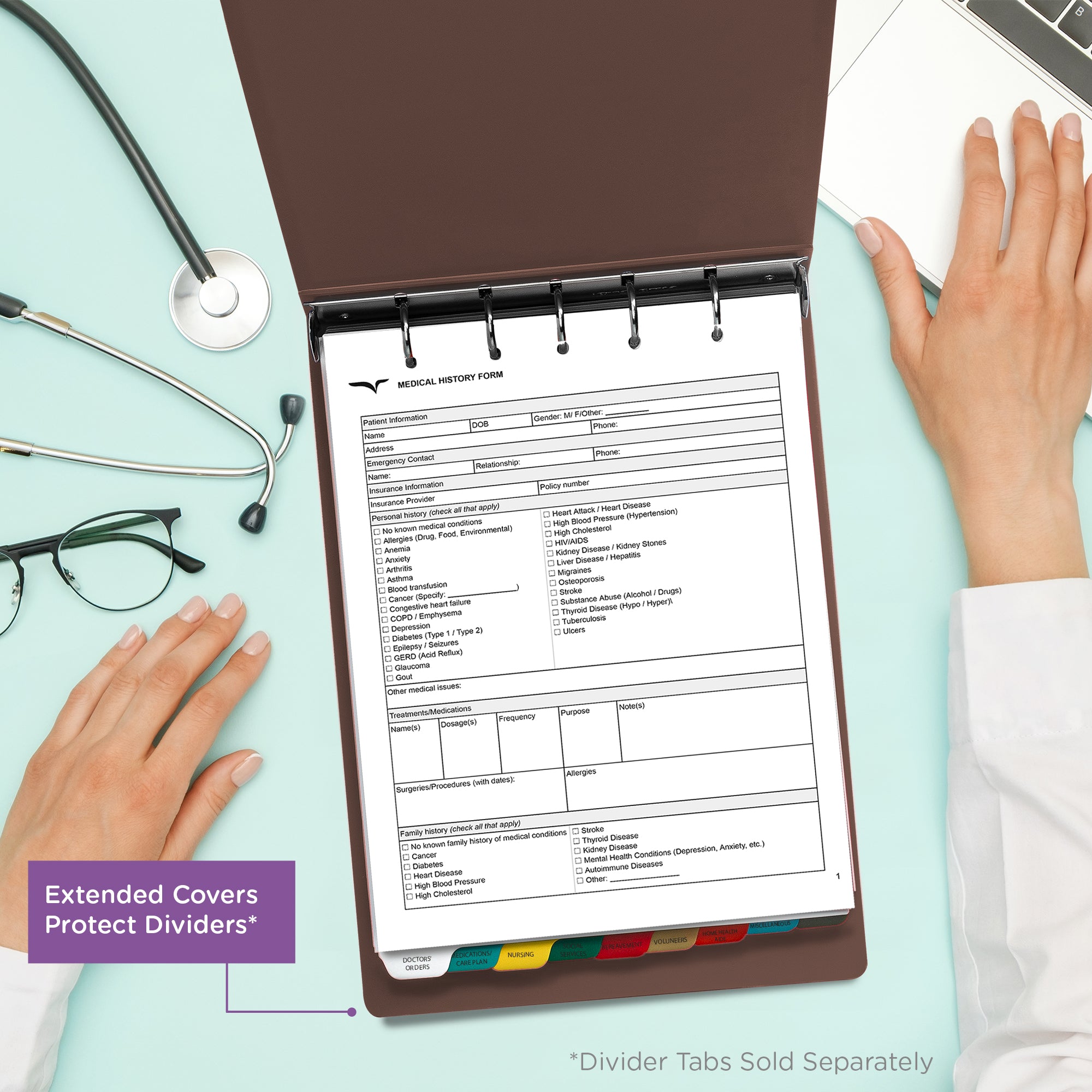 1.5 Inch Heavy Duty 5-Ring Binder for Medical Charting – Top Opening