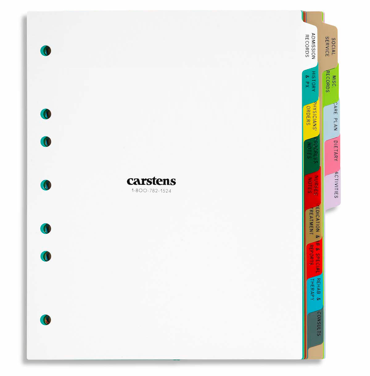 Heavy Duty Plastic Long Term Care Divider Sets for Side Opening Binders