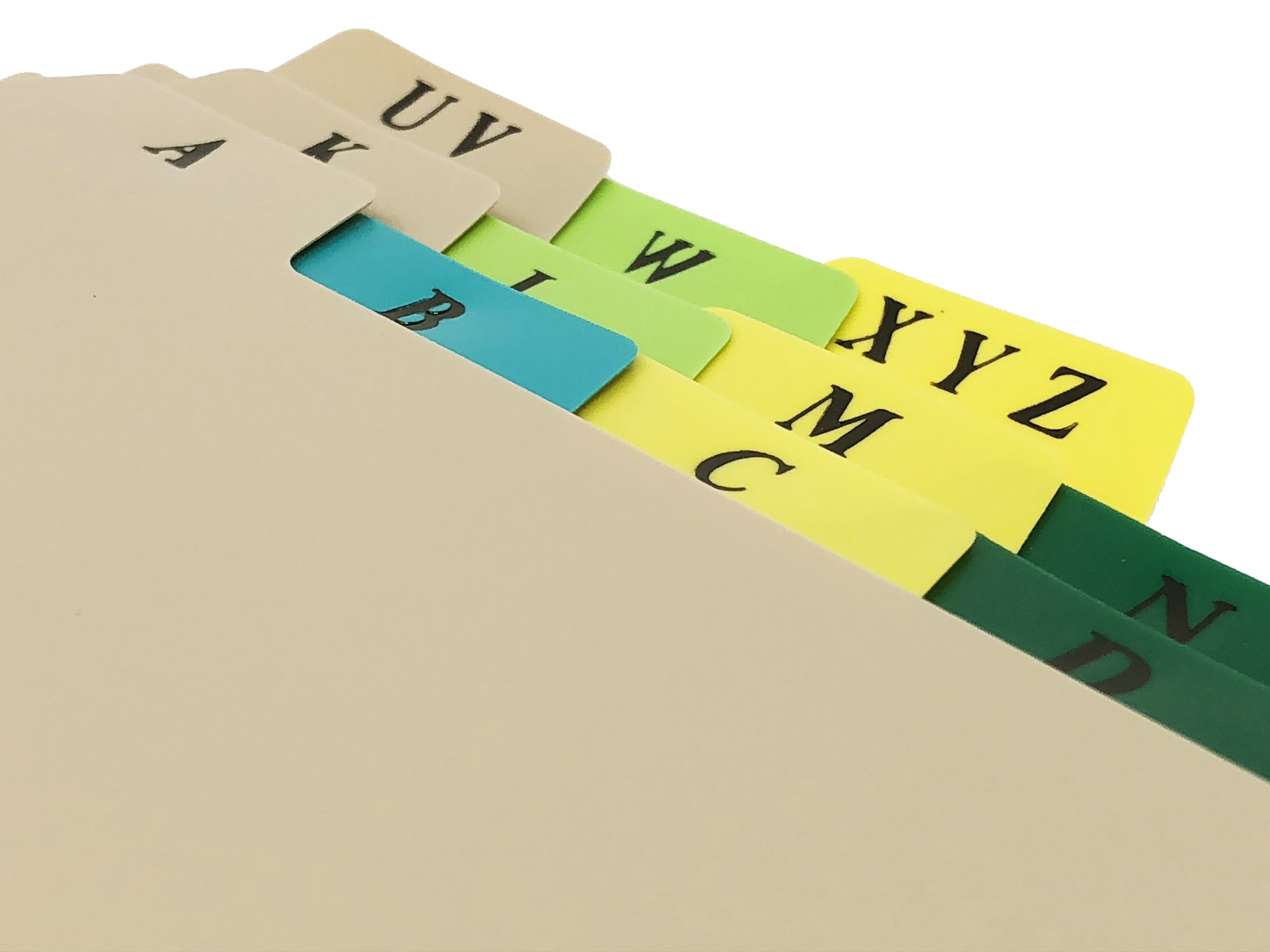 Heavy Duty Plastic Alphabet Divider Sets for Side Opening Binders