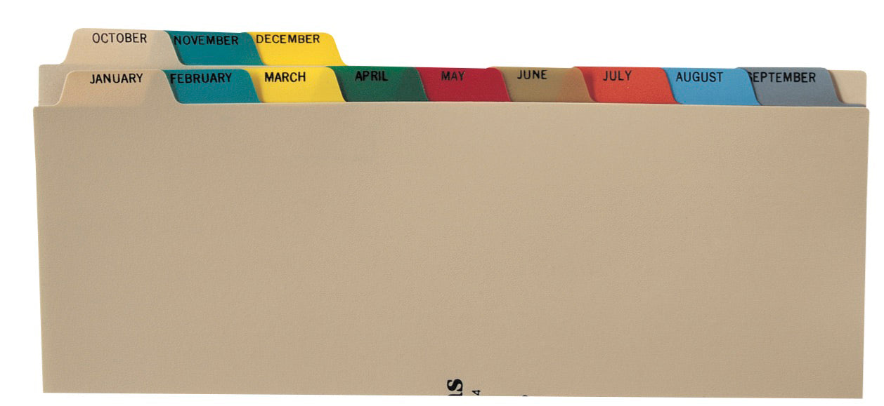 Heavy Duty Plastic Monthly Divider Sets for Side Opening Binders