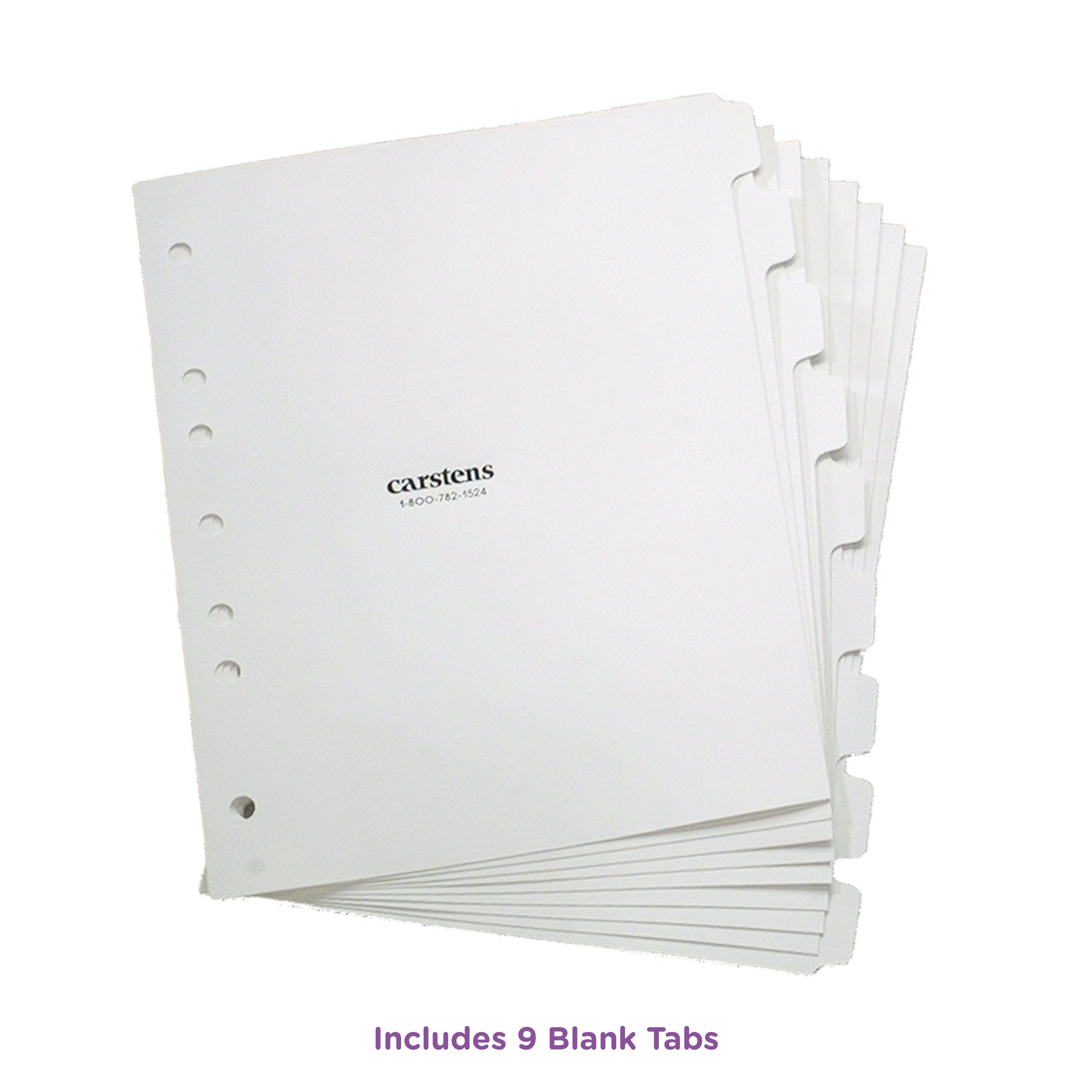 Heavy Duty Plastic Blank Divider Sets for Side Opening Binders, White