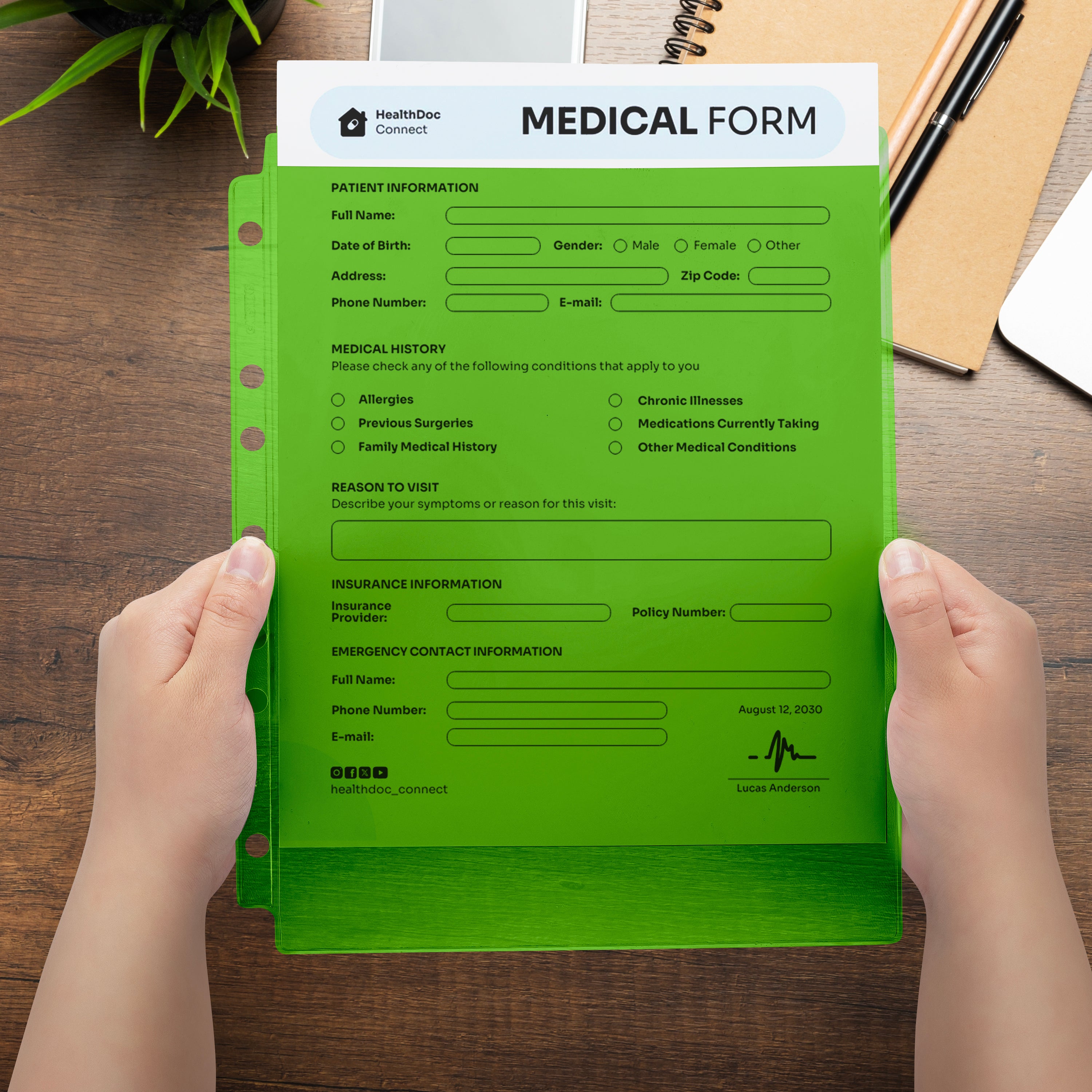 Green Tinted Sheet Protectors for Side Opening Ring Binders, Top Loading