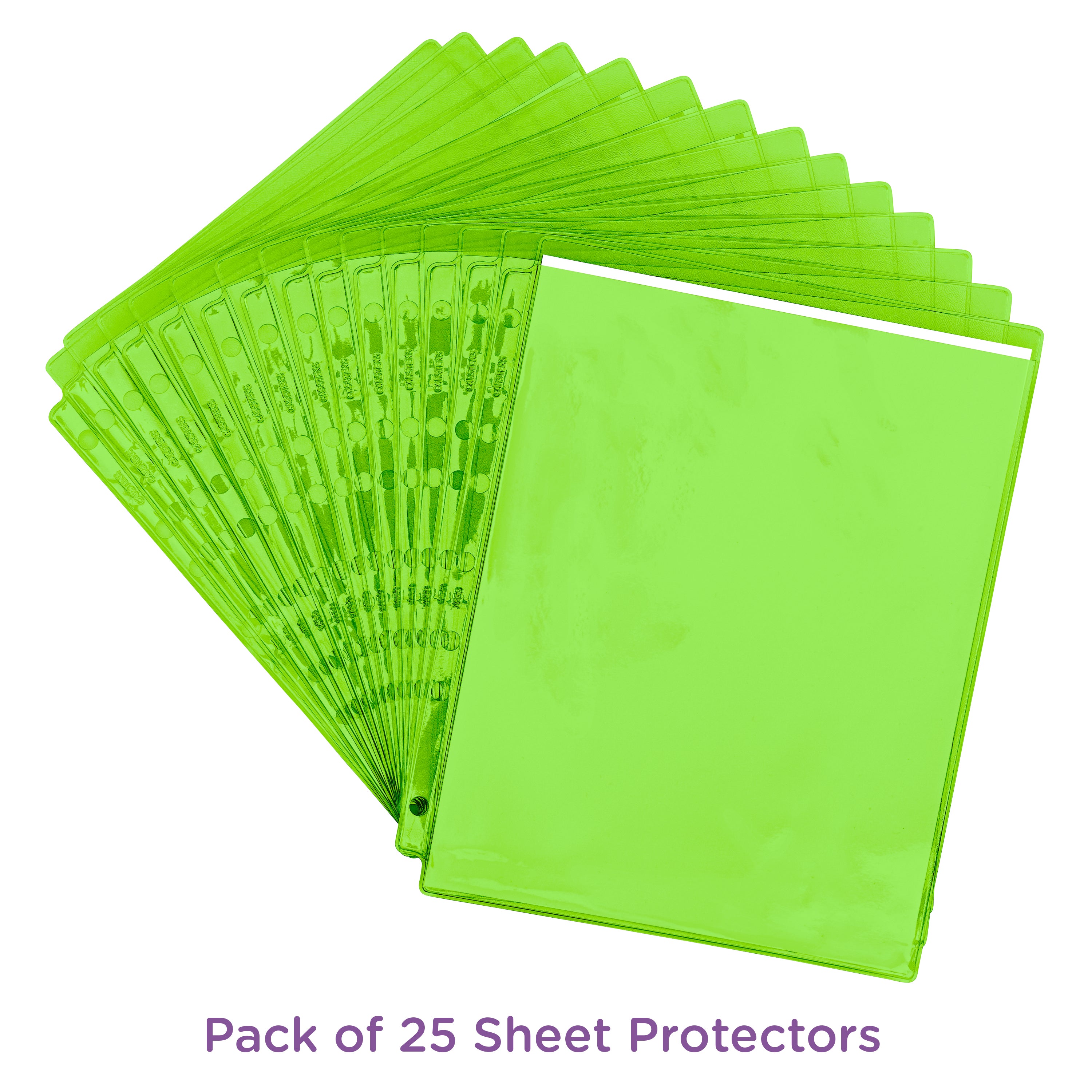 Green Tinted Sheet Protectors for Side Opening Ring Binders, Top Loading