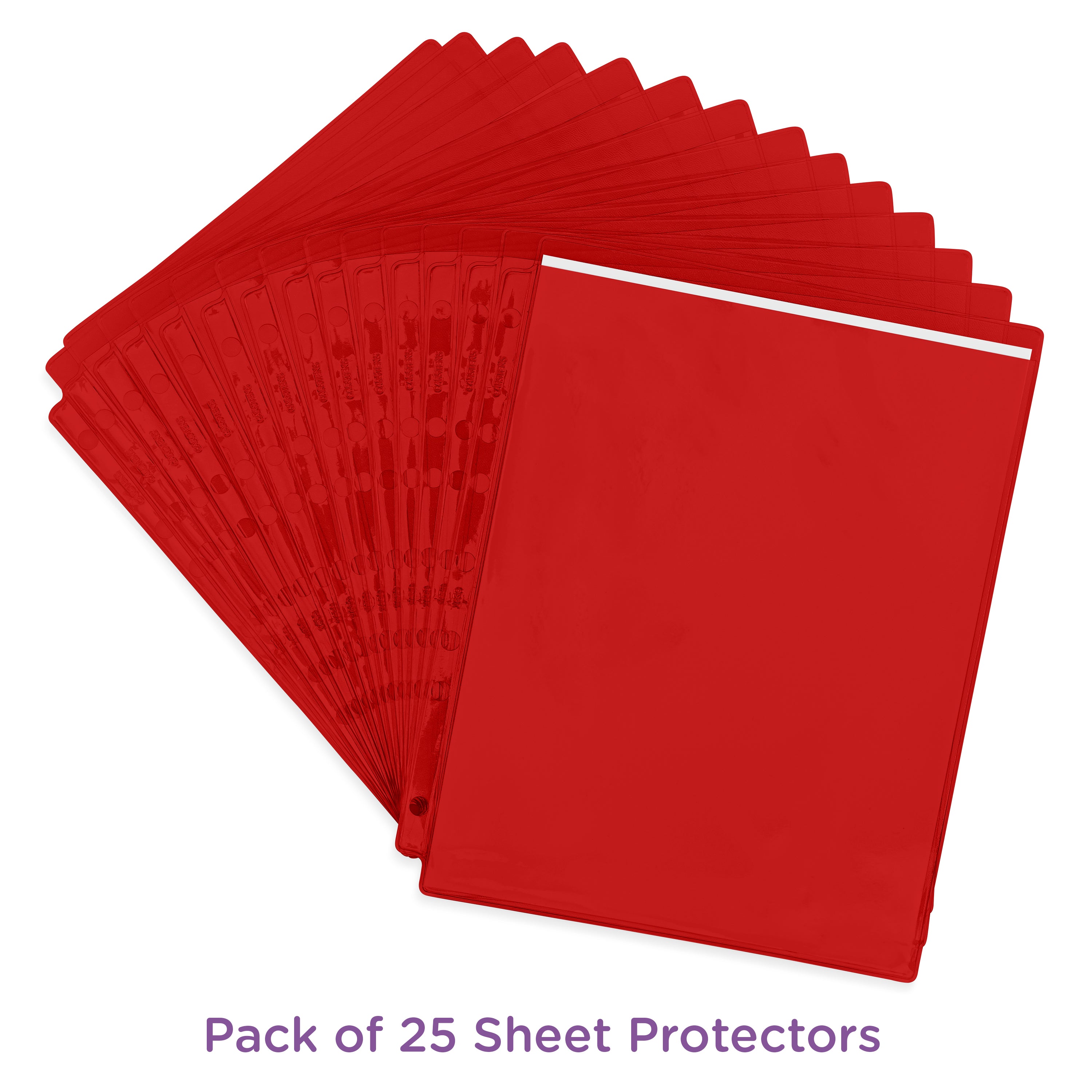 Red Tinted Sheet Protectors for Side Opening Ring Binders, Top Loading