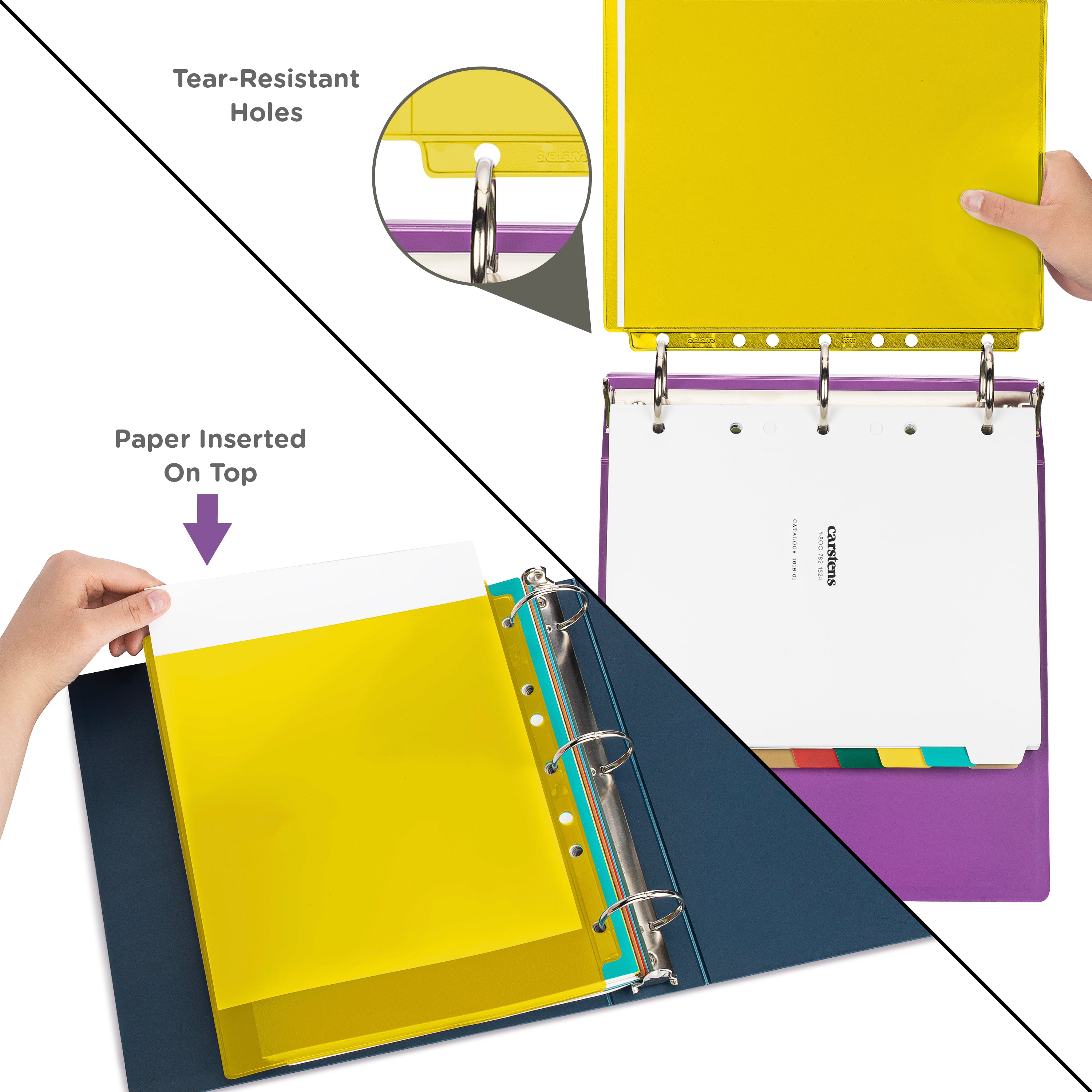 Yellow Tinted Sheet Protectors for Side Opening Ring Binders, Top Loading