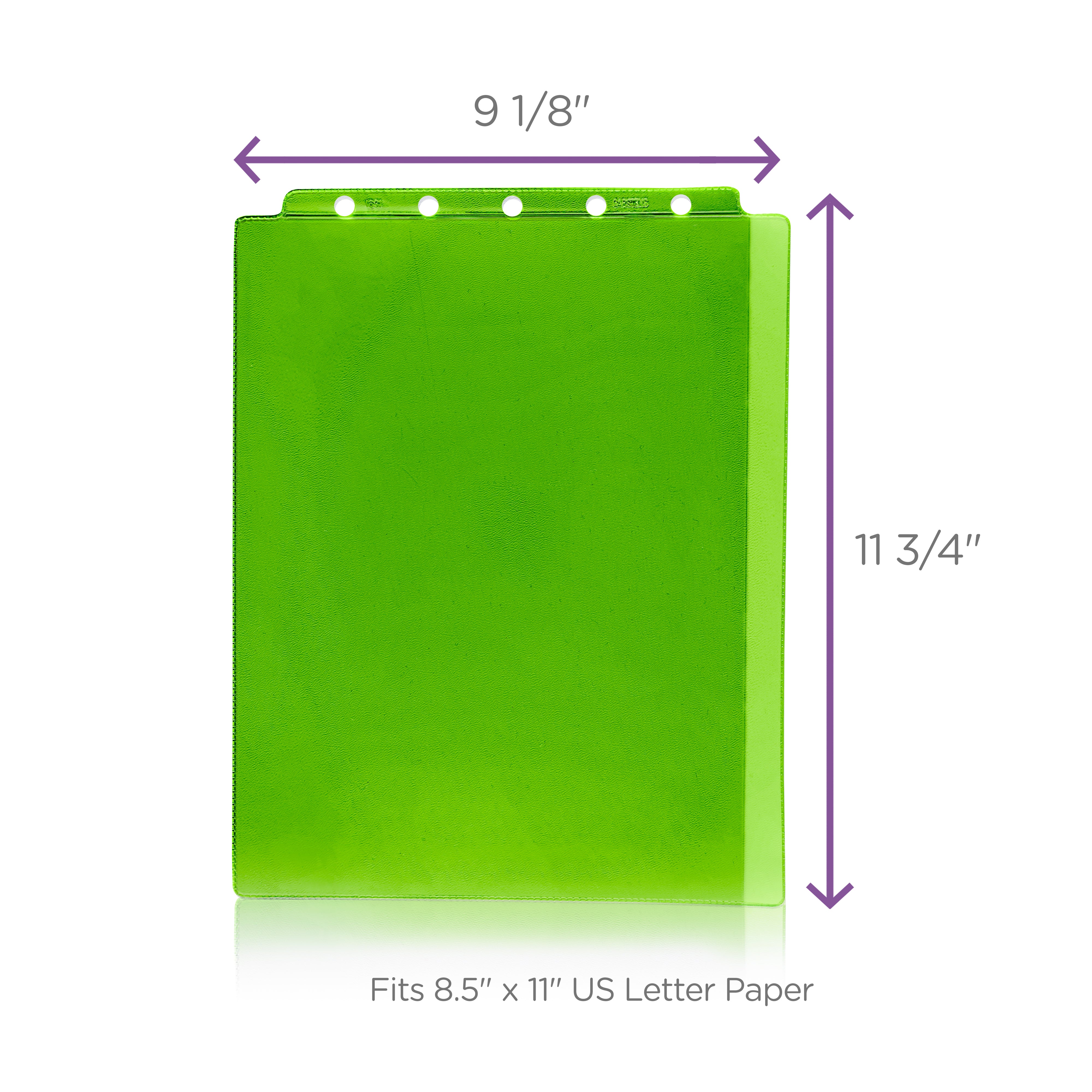 Green Sheet Protectors for Top Opening Ring Binders, Side Loading