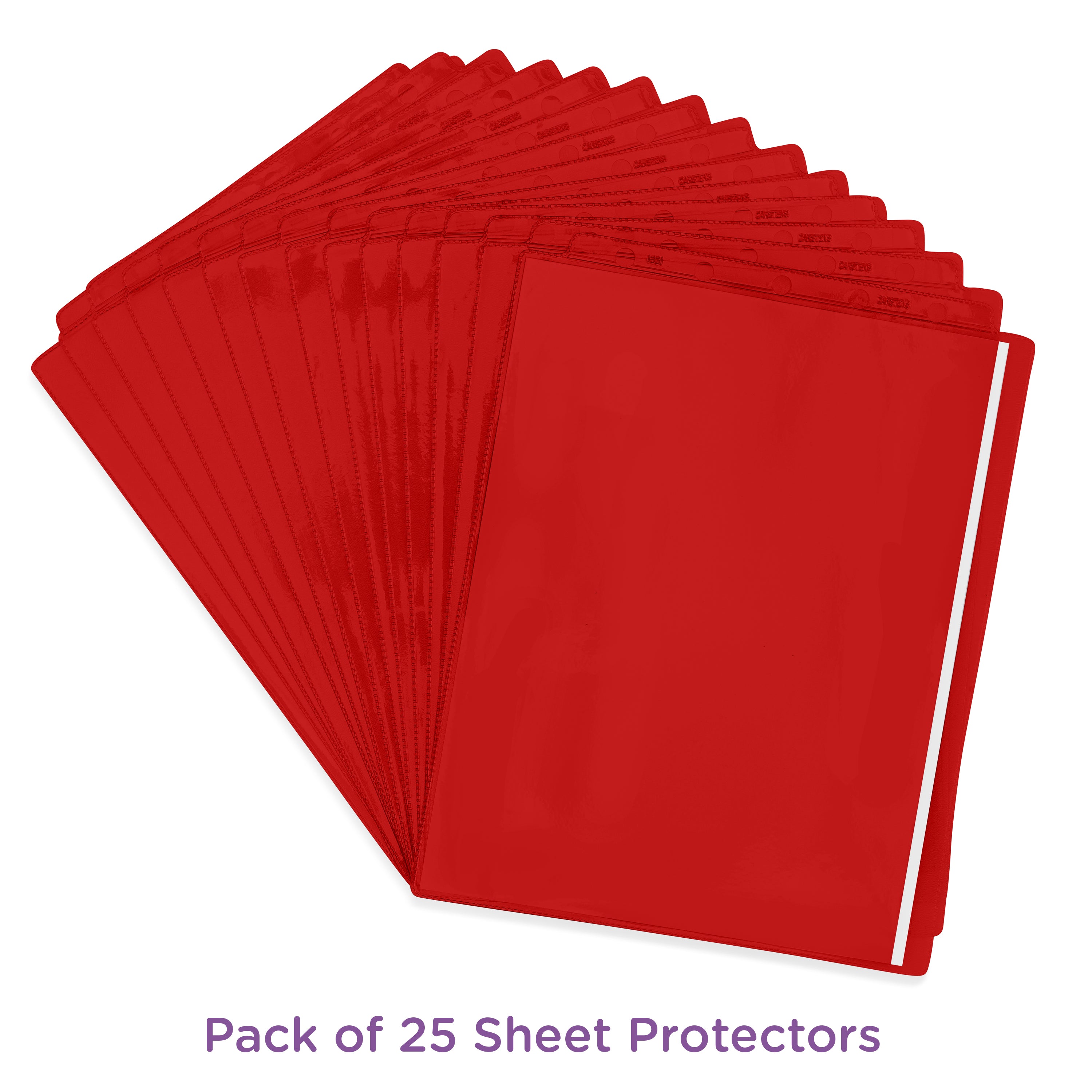 Red Sheet Protectors for Top Opening Ring Binders, Side Loading