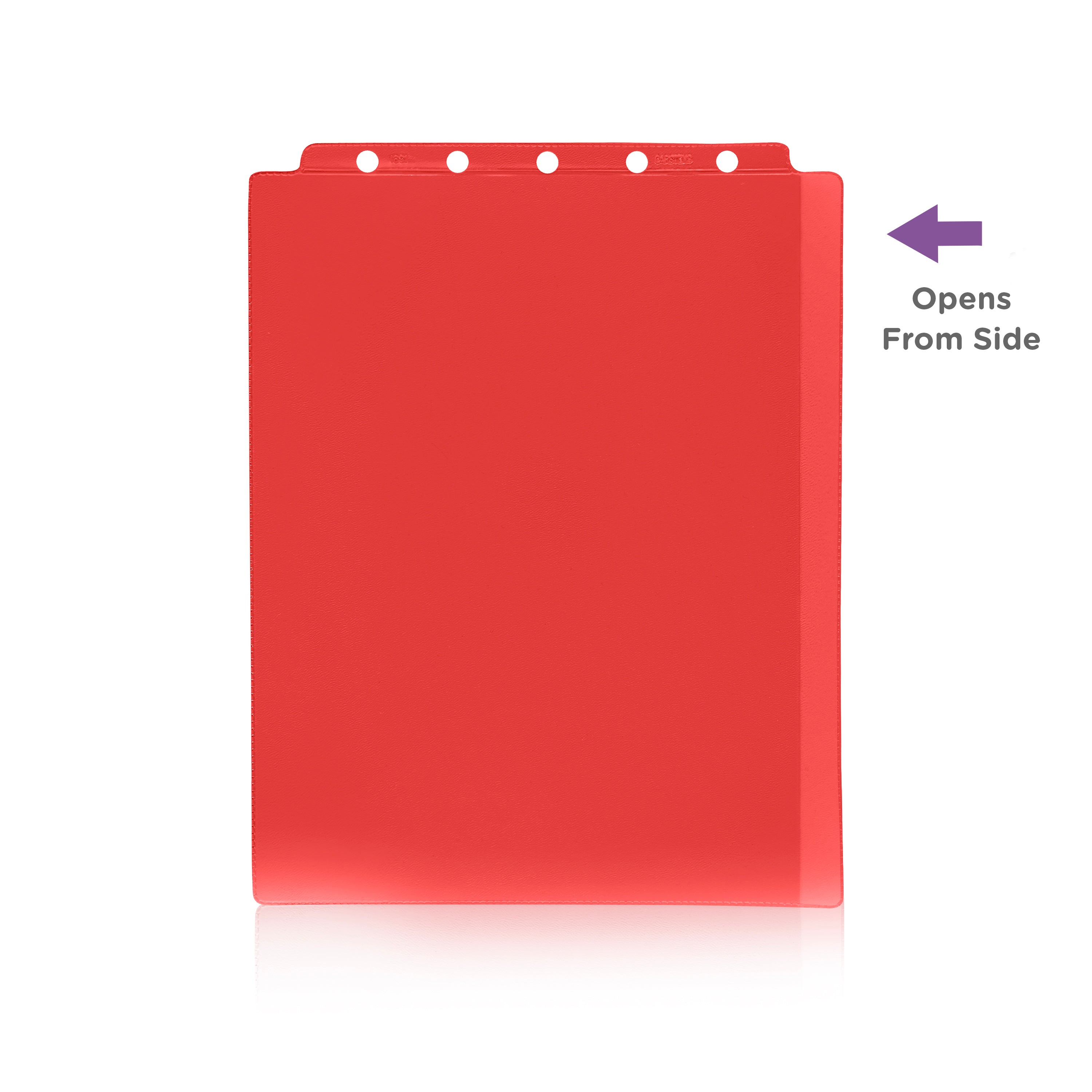 Red Sheet Protectors for Top Opening Ring Binders, Side Loading