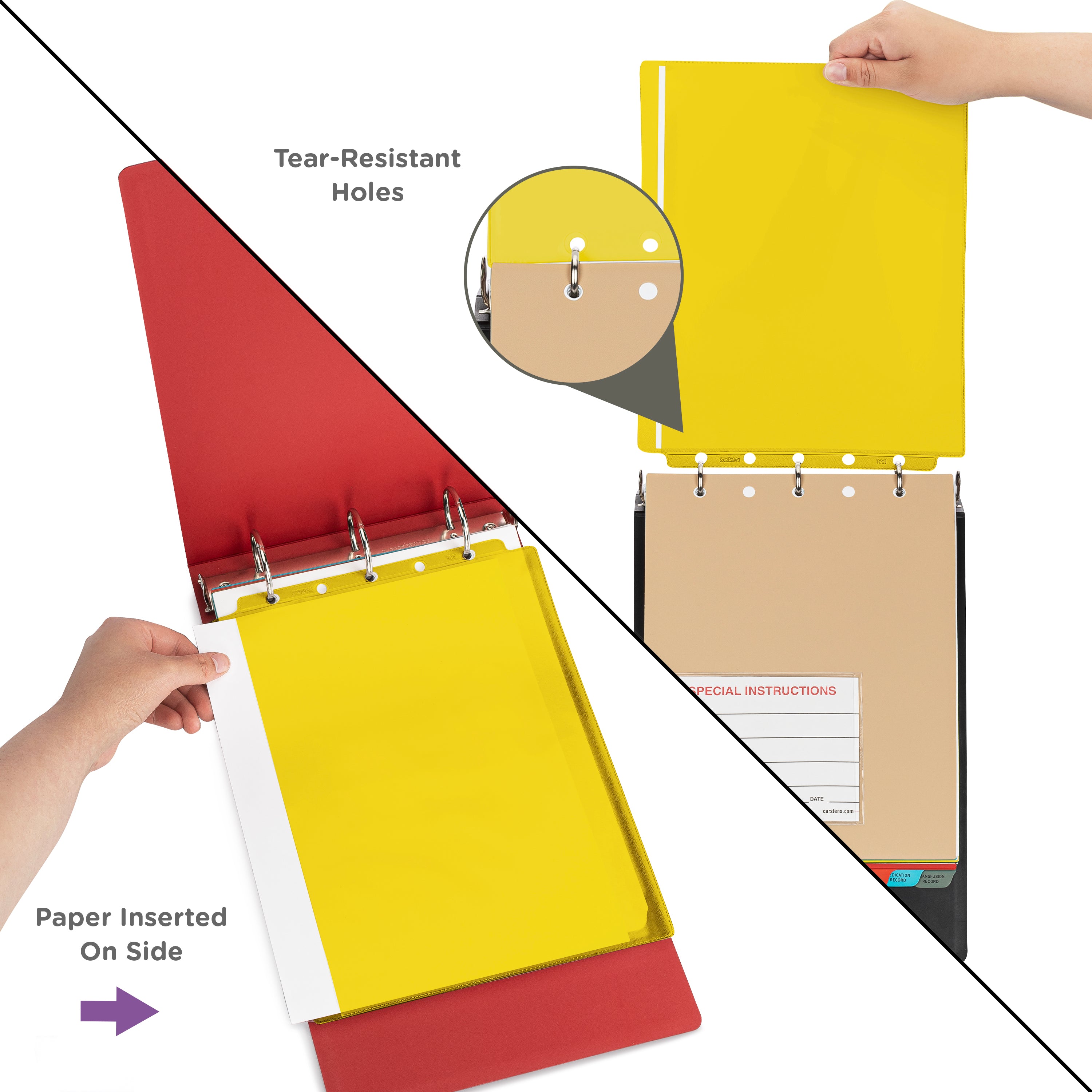 Yellow Sheet Protectors for Top Opening Ring Binders, Side Loading