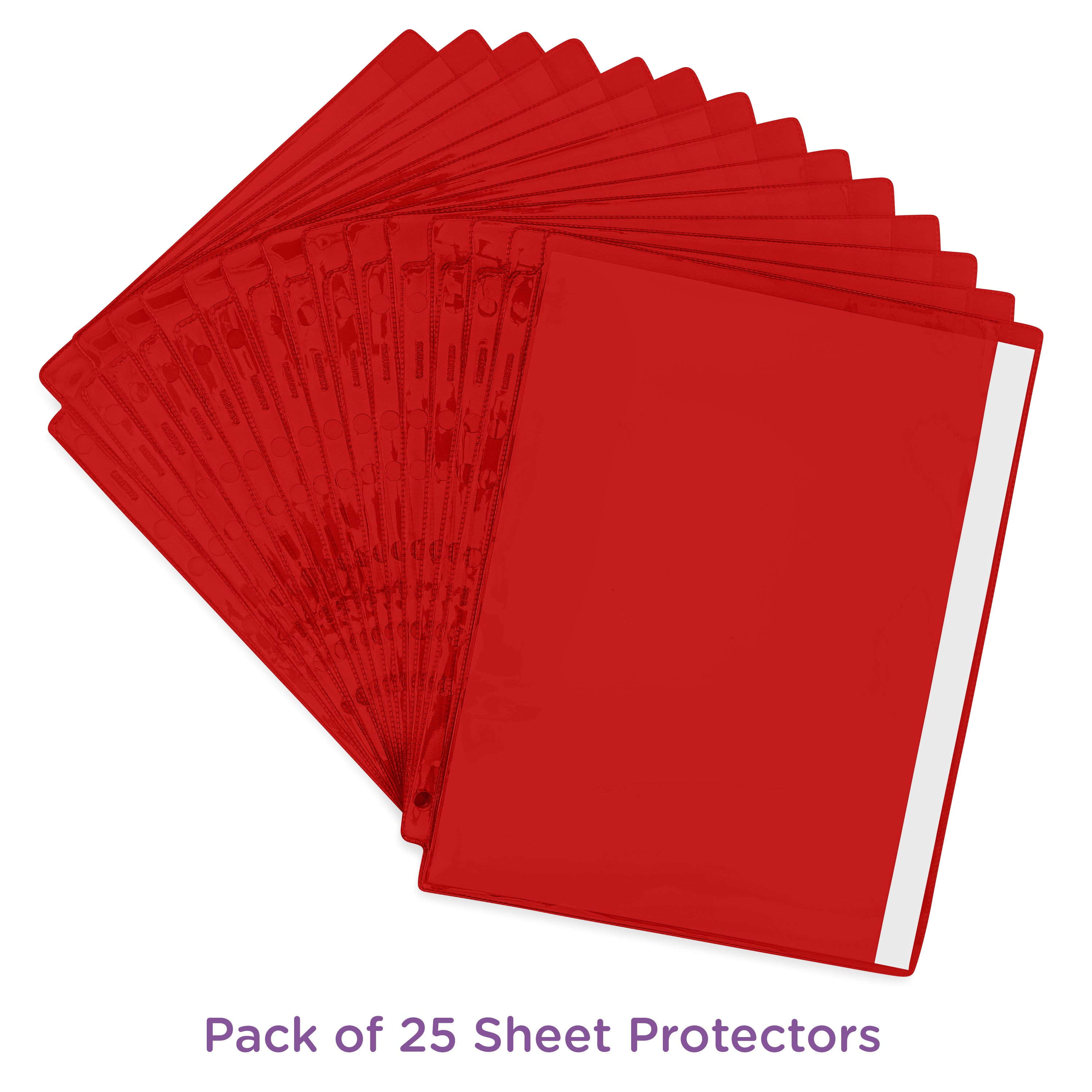 Red Tinted Sheet Protectors for Side Opening Ring Binders, Side Loading
