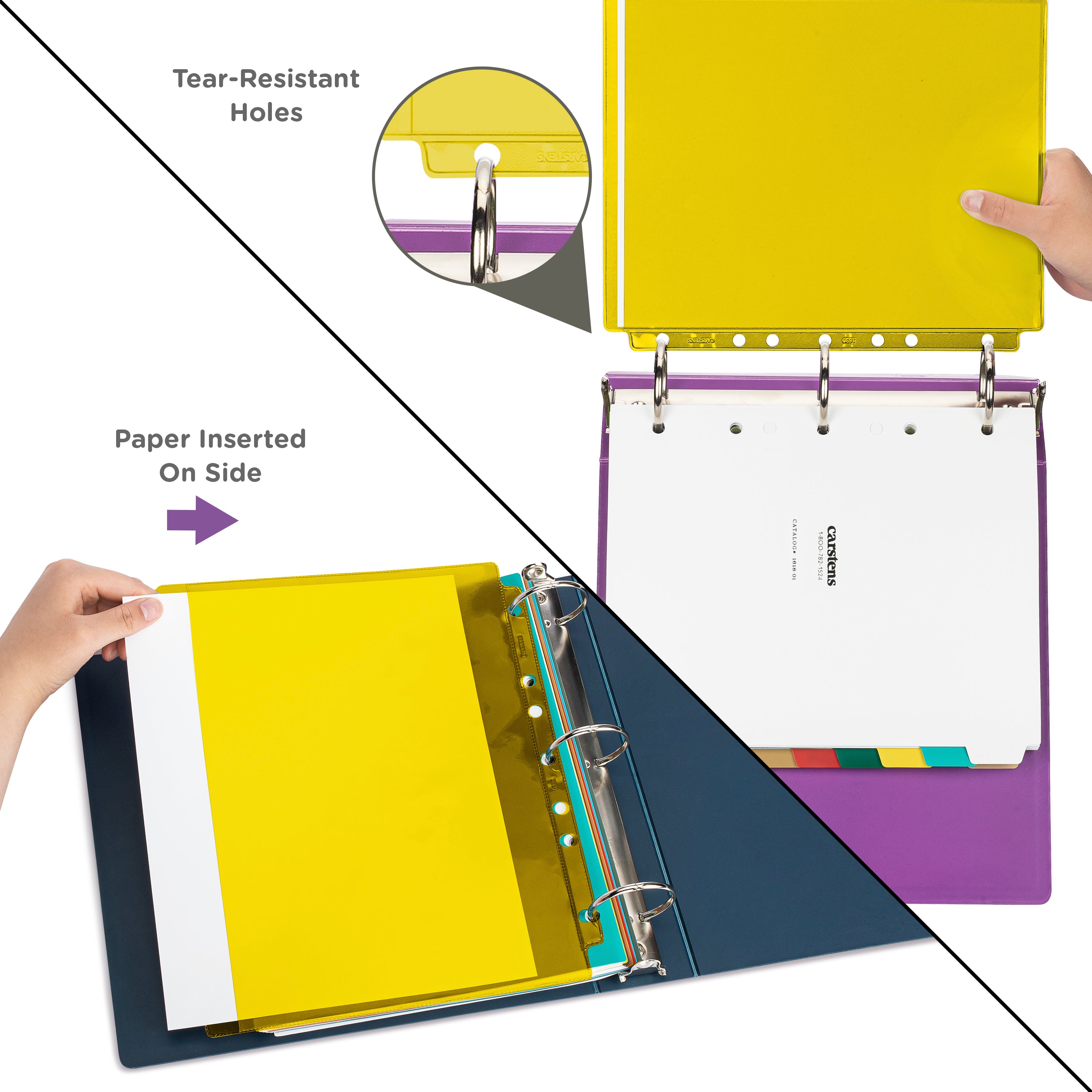 Yellow Tinted Sheet Protectors for Side Opening Ring Binders, Side Loading