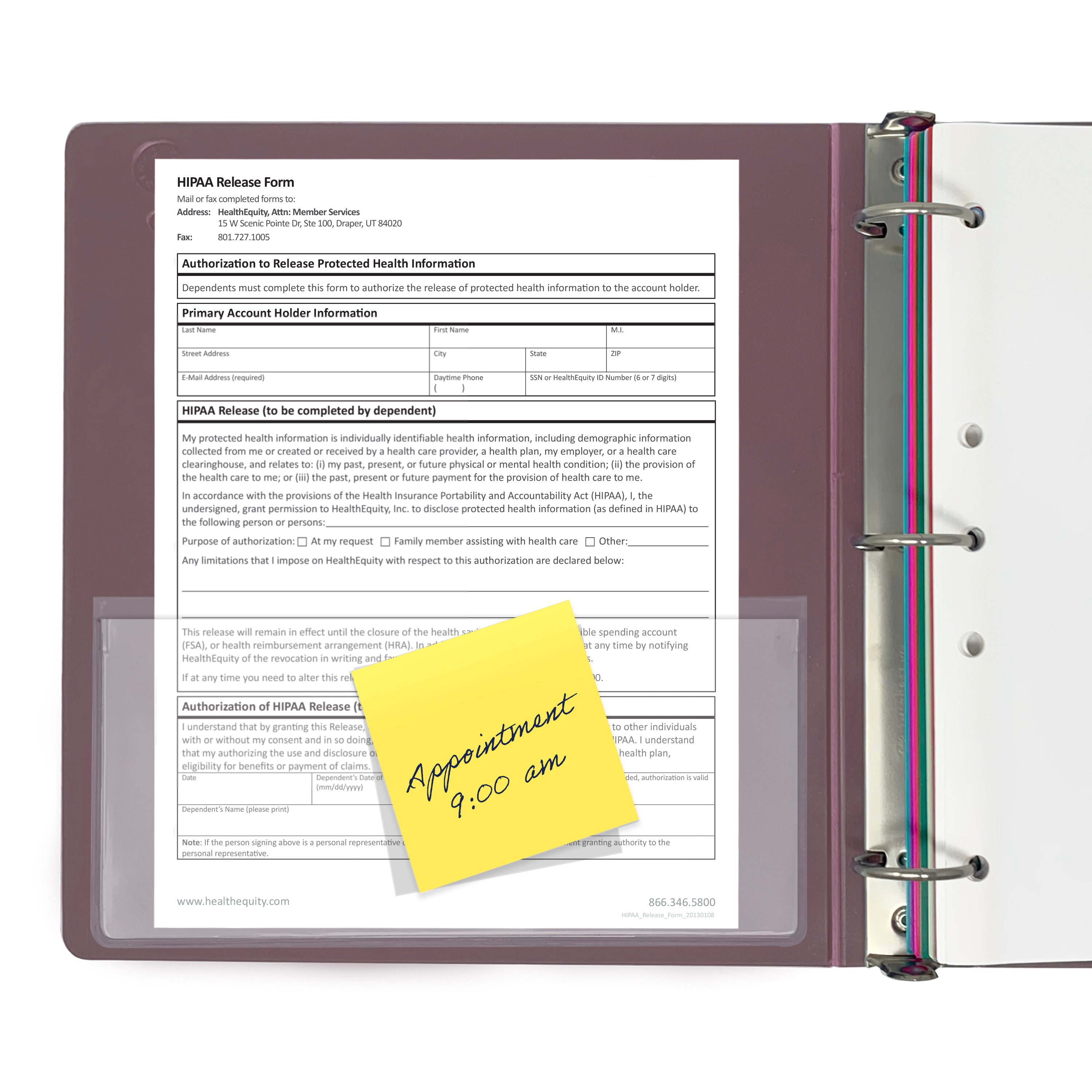 Half Page Self Adhesive Binder Pockets