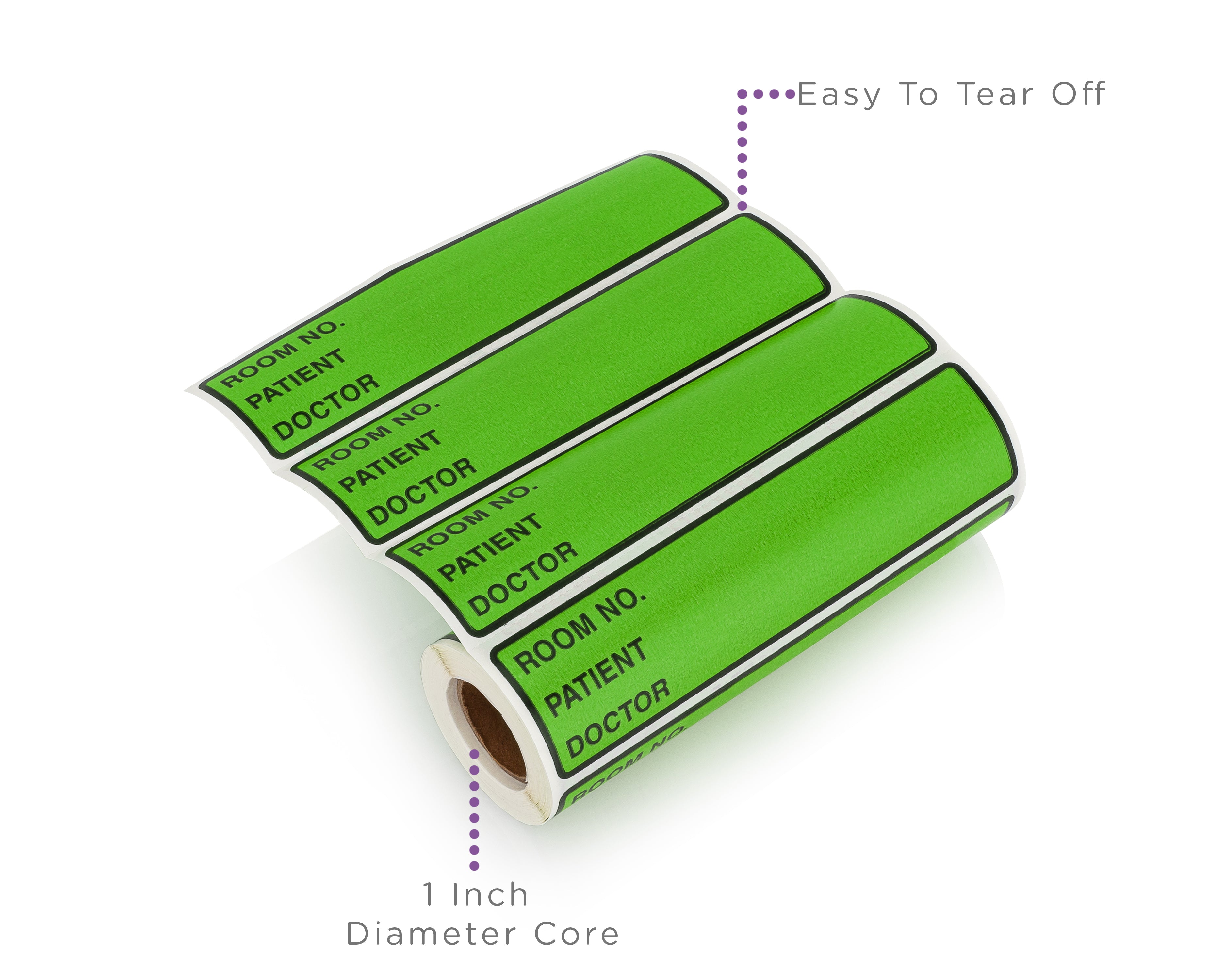 Room No. / Patient / Doctor Preprinted ID Labels for 1.5 – 4” Ring Binder Spines - Roll of 200