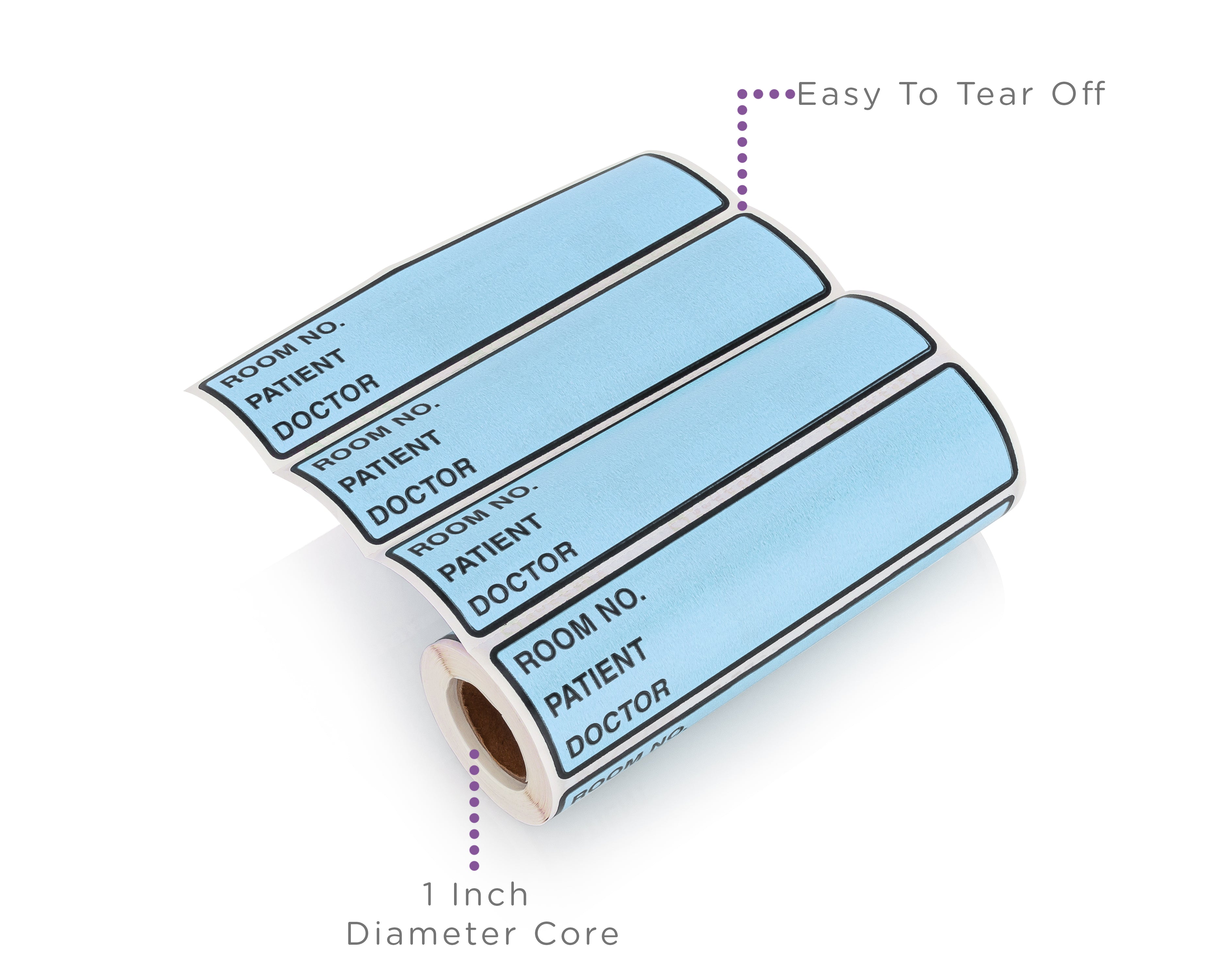 Room No. / Patient / Doctor Preprinted ID Labels for 1.5 – 4” Ring Binder Spines - Roll of 200