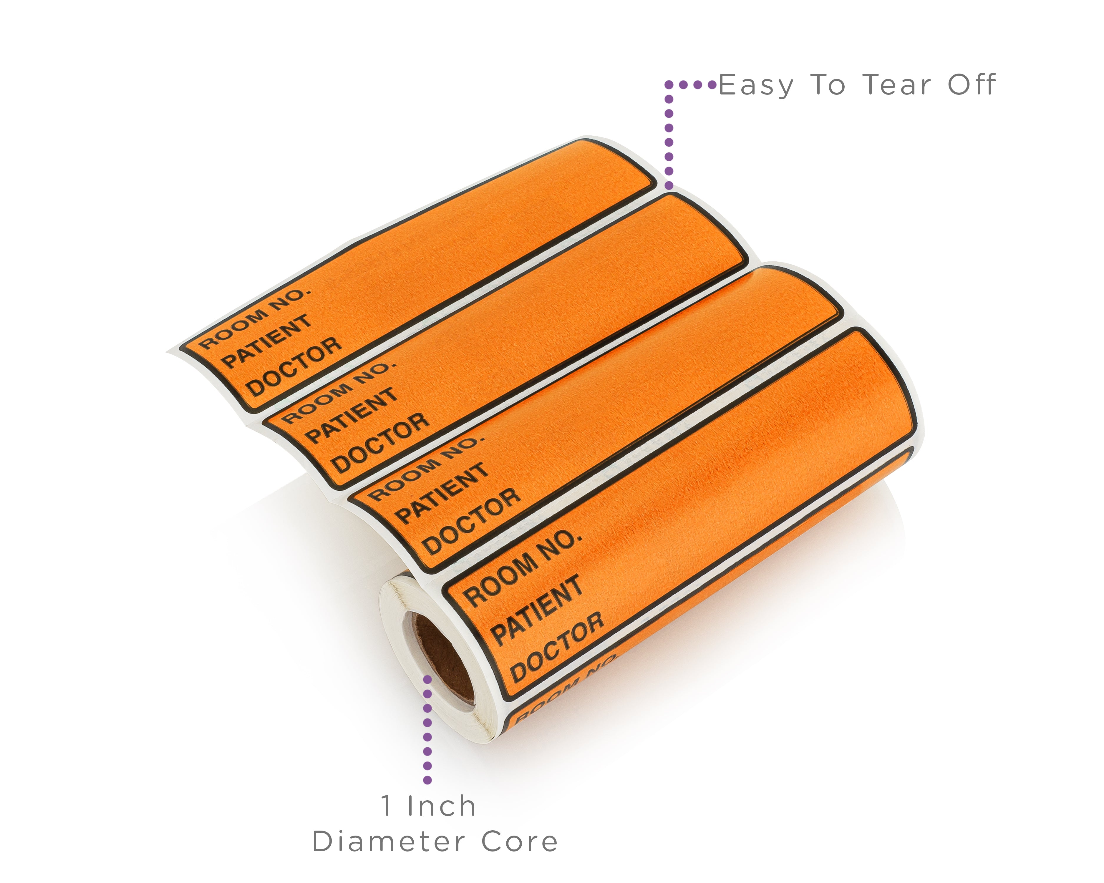 Room No. / Patient / Doctor Preprinted ID Labels for 1.5 – 4” Ring Binder Spines - Roll of 200