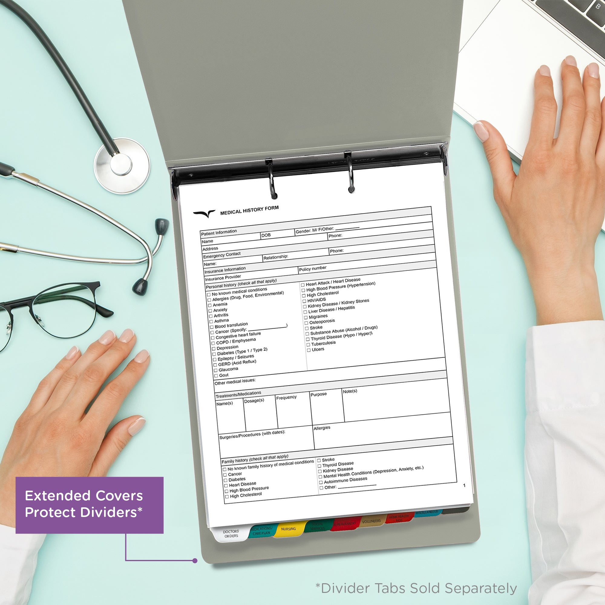 1.5-Inch Heavy Duty 2-Ring Binder for Medical Charting – Top Opening