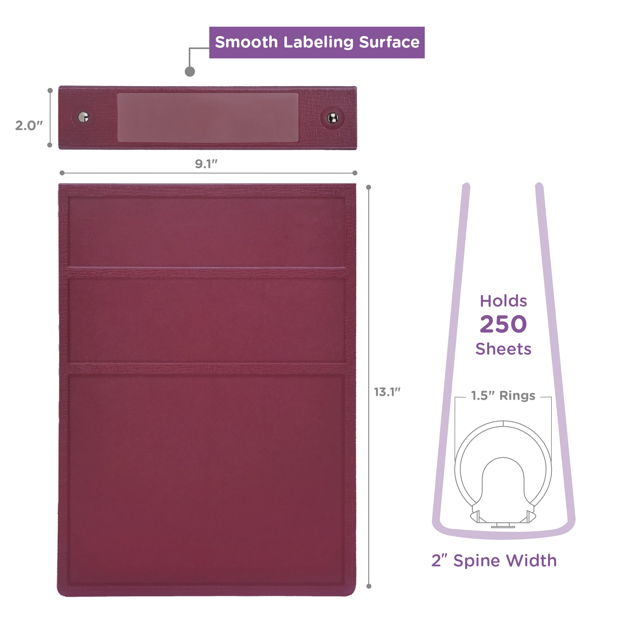 1.5-Inch Heavy Duty 2-Ring Binder for Medical Charting – Top Opening