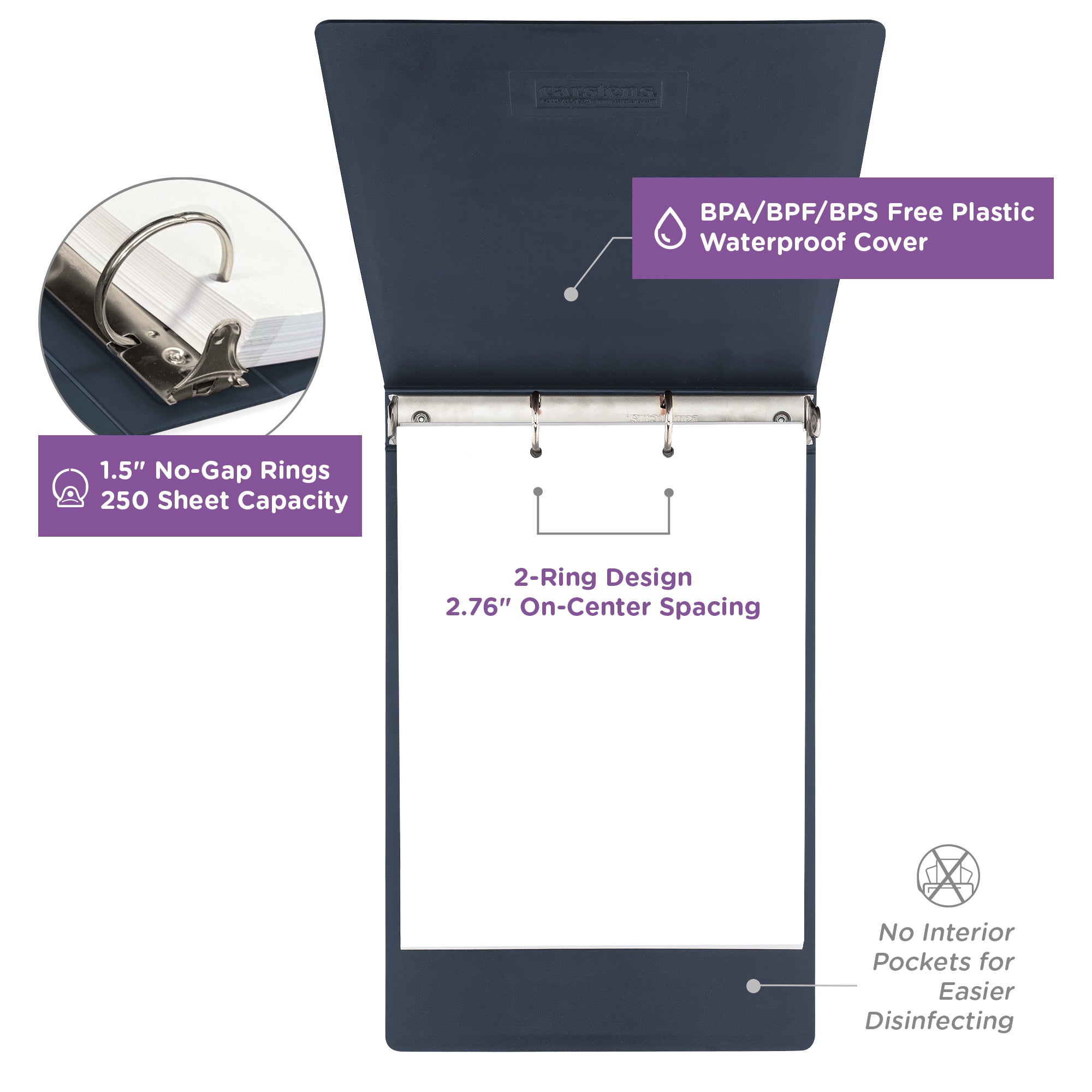 1.5-Inch Heavy Duty 2-Ring Binder for Medical Charting – Top Opening