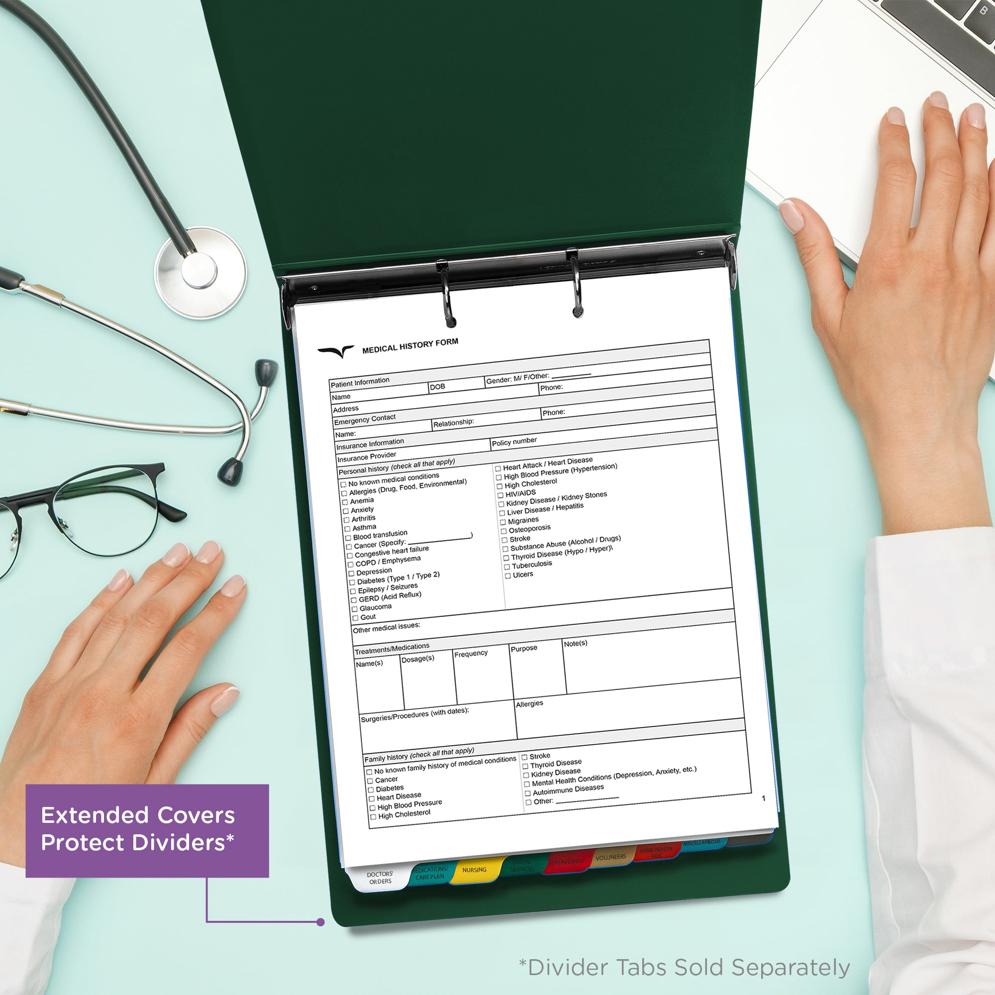 1.5-Inch Heavy Duty 2-Ring Binder for Medical Charting – Top Opening