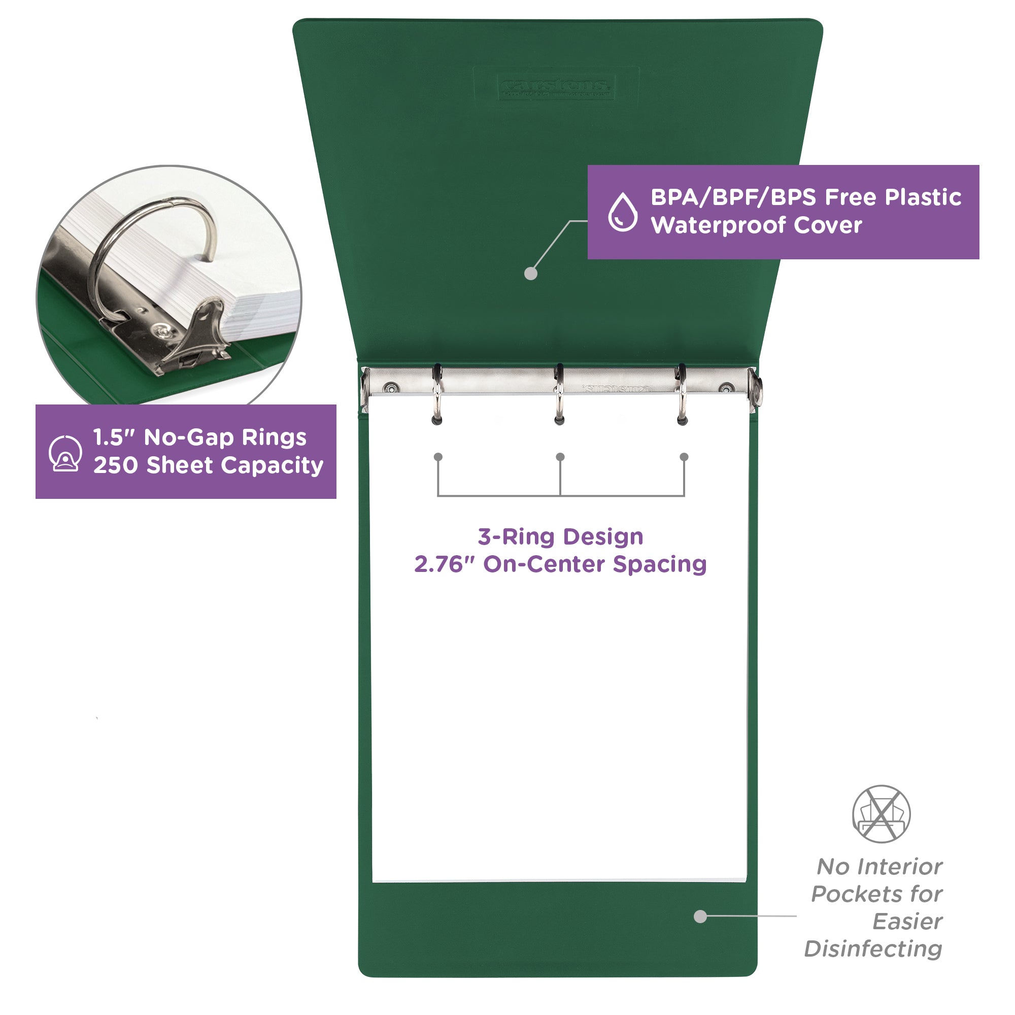 1.5-Inch Heavy Duty 3-Ring Binder for Medical Charting - Top Opening
