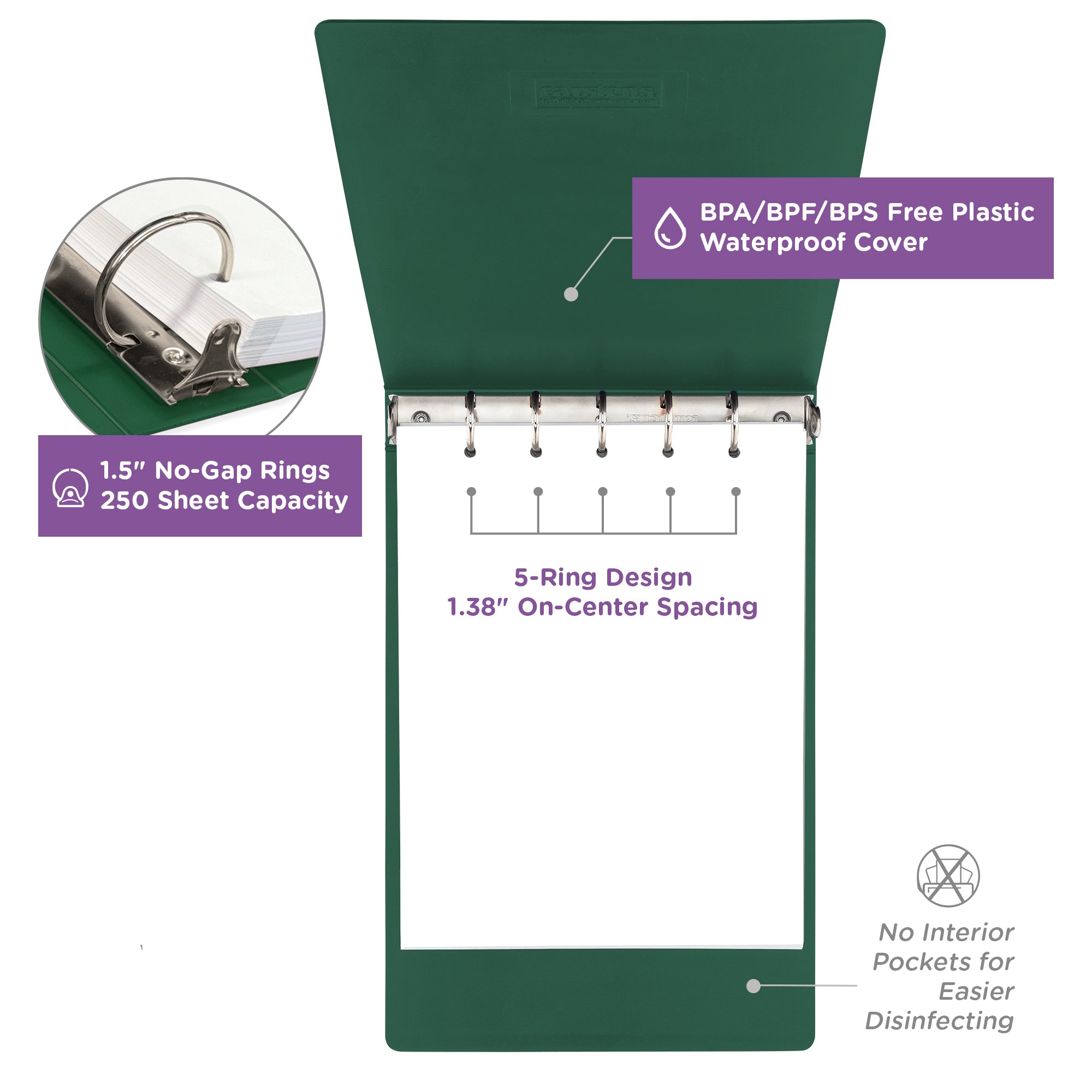 1.5 Inch Heavy Duty 5-Ring Binder for Medical Charting – Top Opening