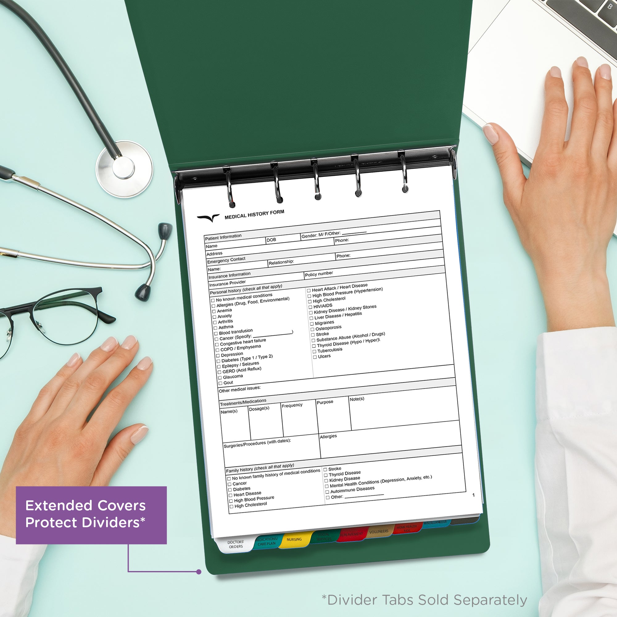 1.5 Inch Heavy Duty 5-Ring Binder for Medical Charting – Top Opening
