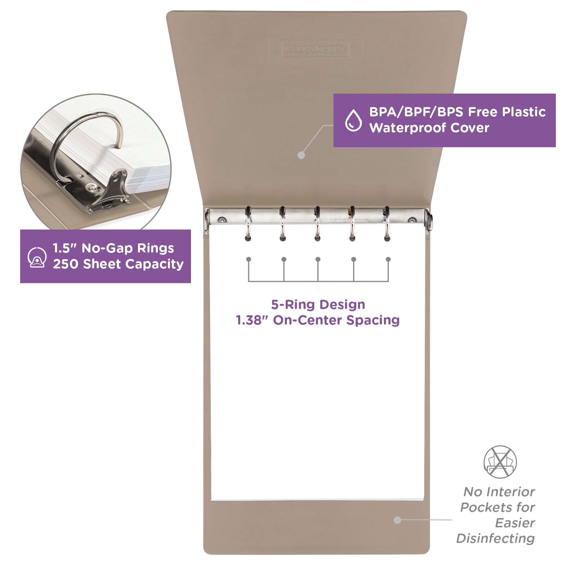 1.5 Inch Heavy Duty 5-Ring Binder for Medical Charting – Top Opening