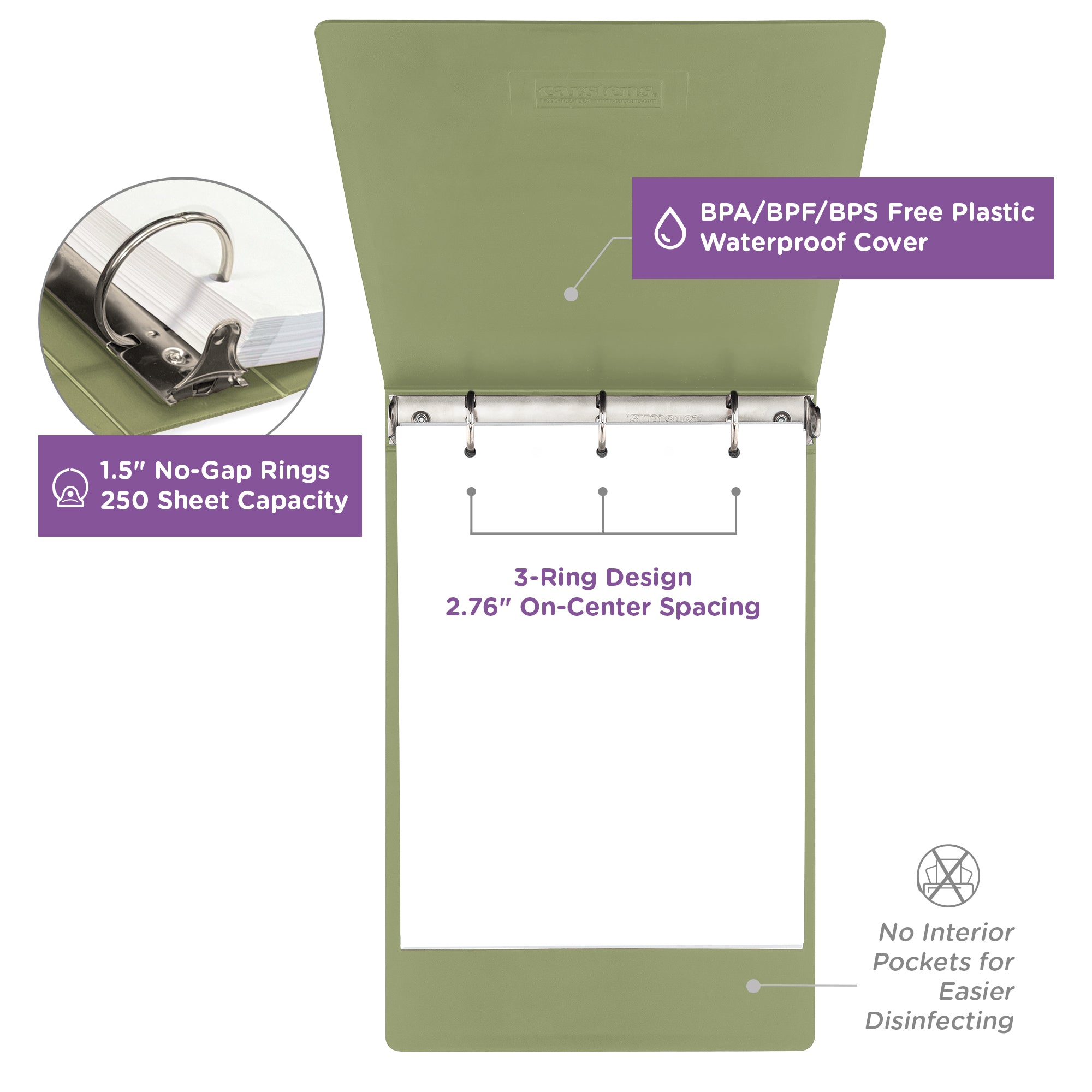 1.5-Inch Heavy Duty 3-Ring Binder for Medical Charting - Top Opening