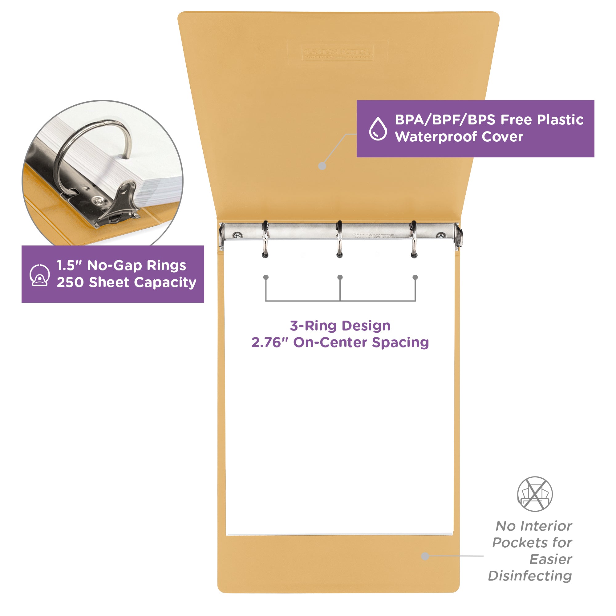 1.5-Inch Heavy Duty 3-Ring Binder for Medical Charting - Top Opening