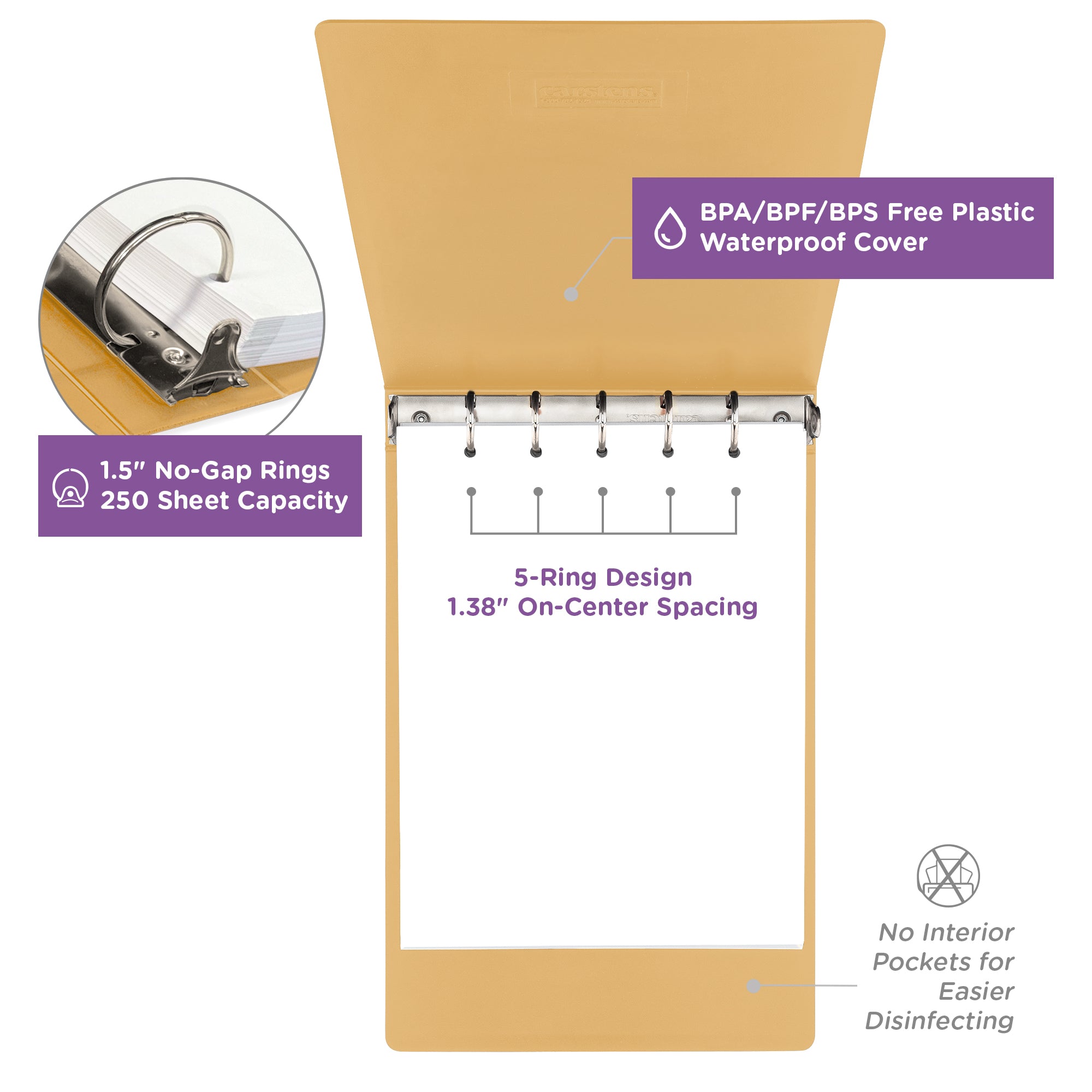 1.5 Inch Heavy Duty 5-Ring Binder for Medical Charting – Top Opening
