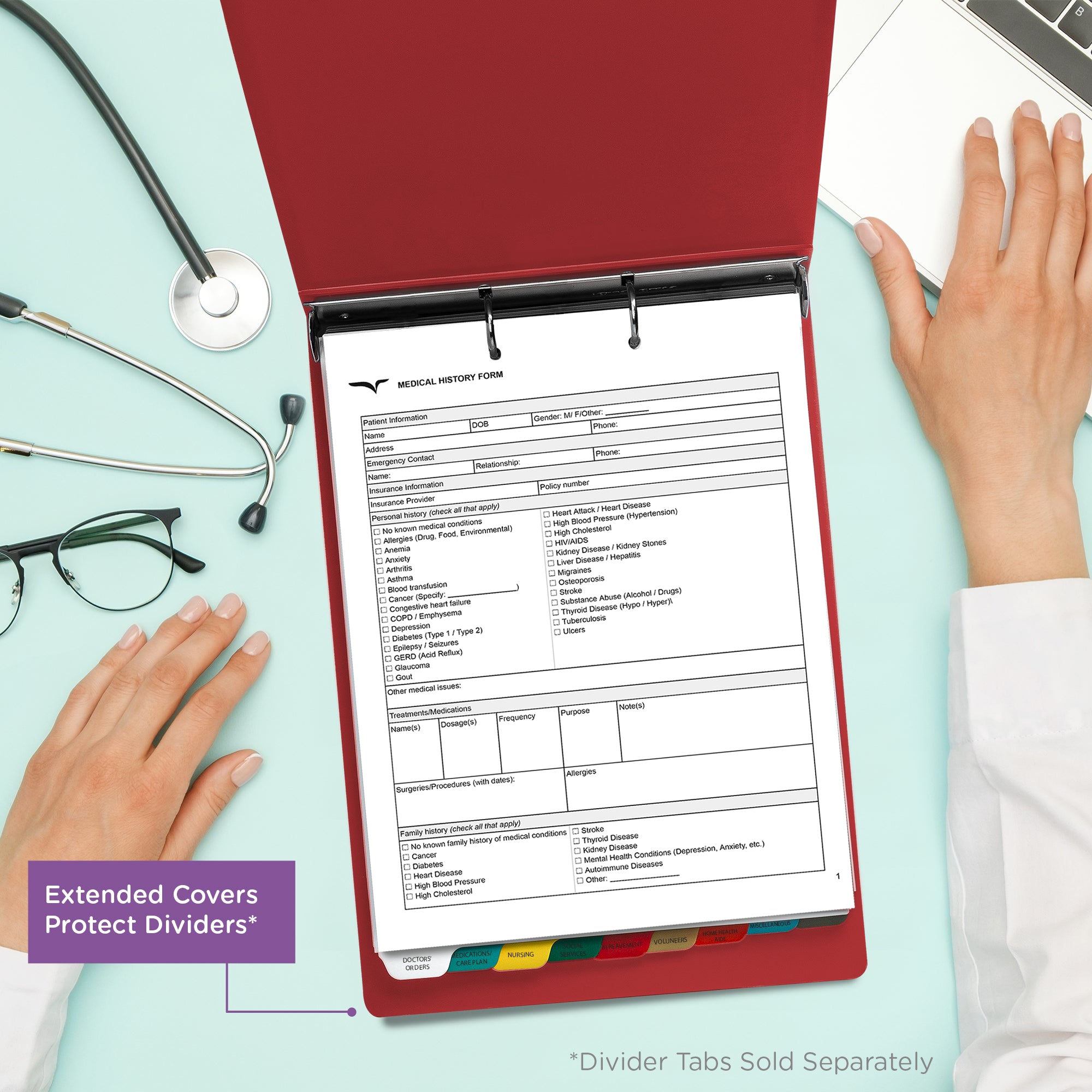 1.5-Inch Heavy Duty 2-Ring Binder for Medical Charting – Top Opening