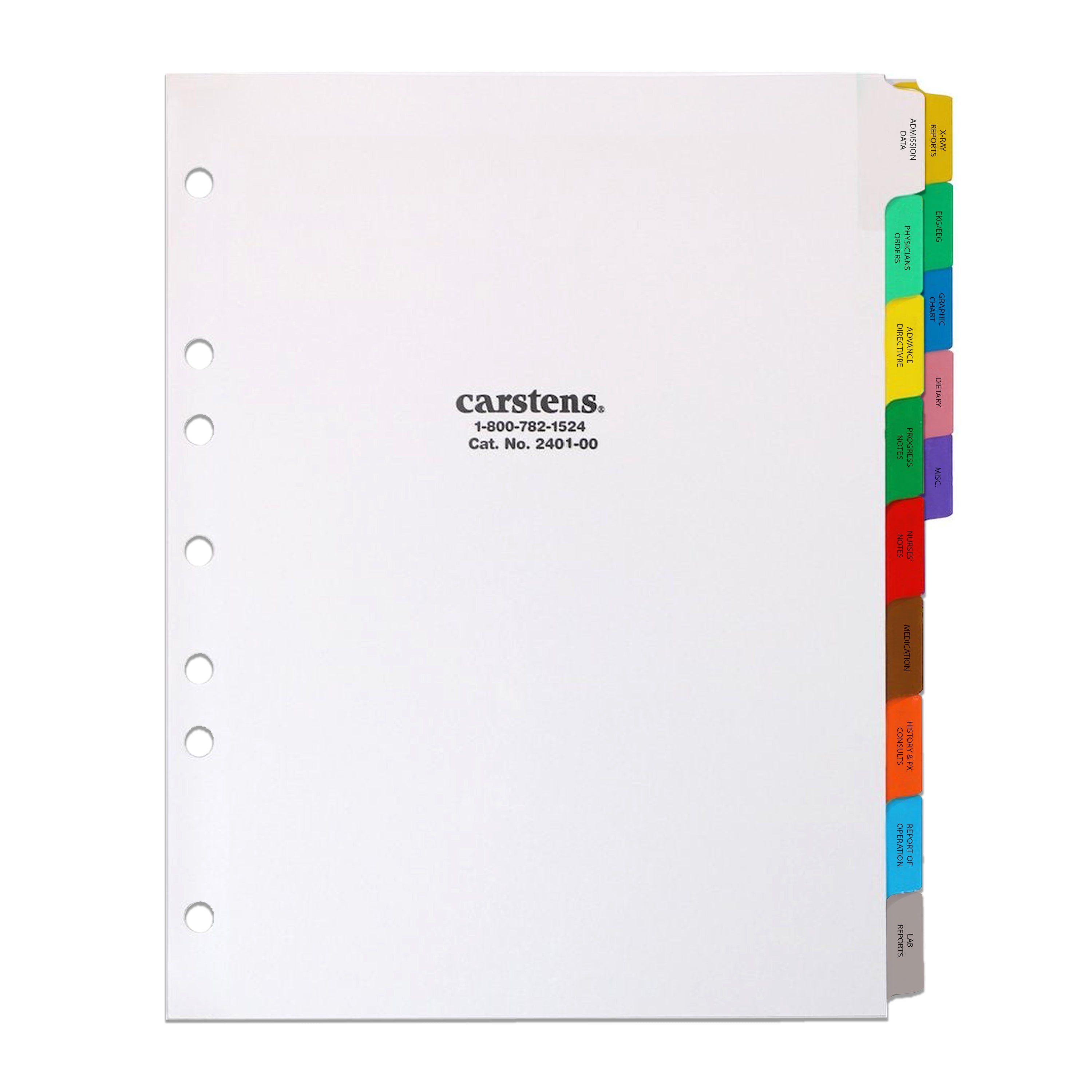 Paper Hospital Divider Set for Side Opening Binders