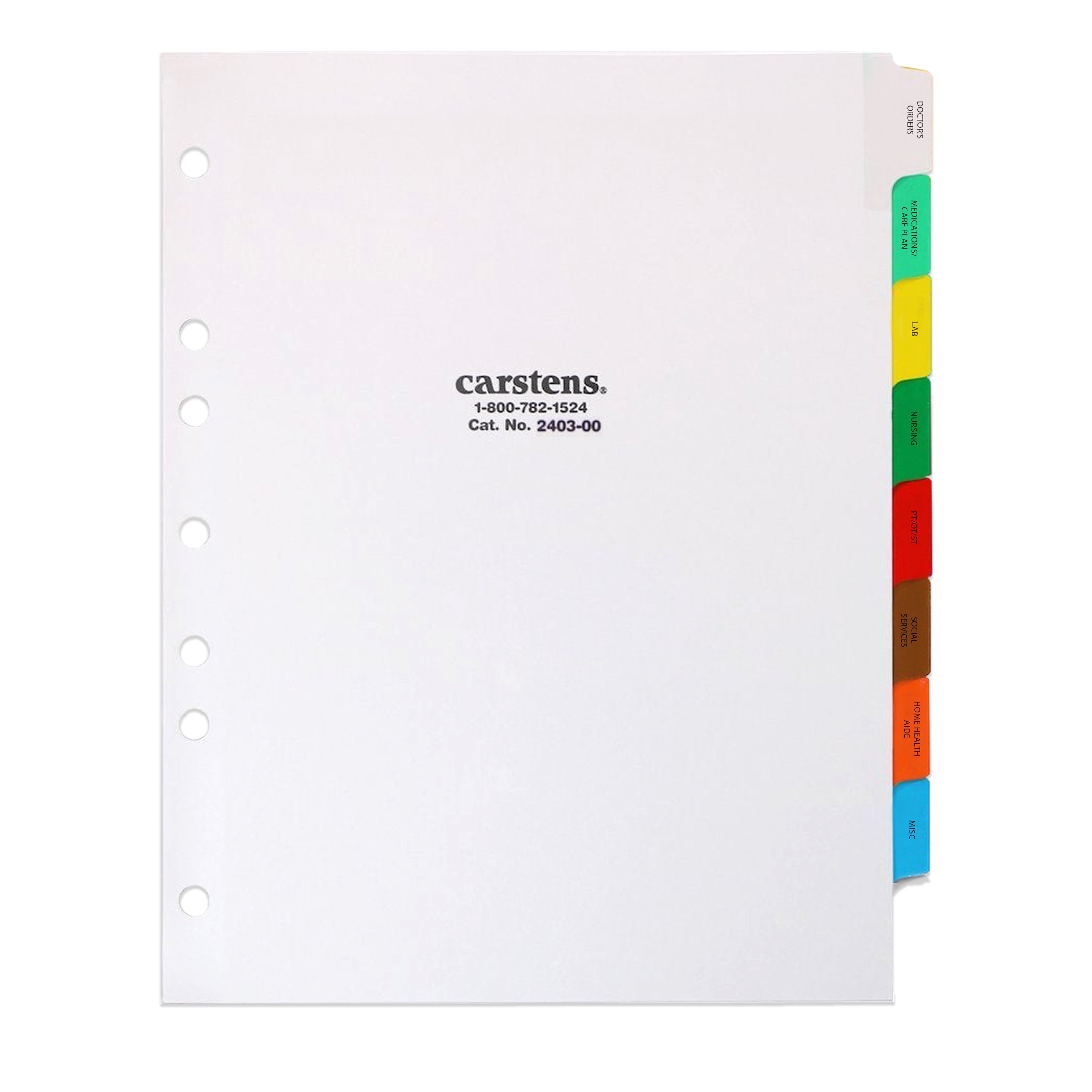 Paper At-Home Healthcare Divider Set for Side Opening Binders