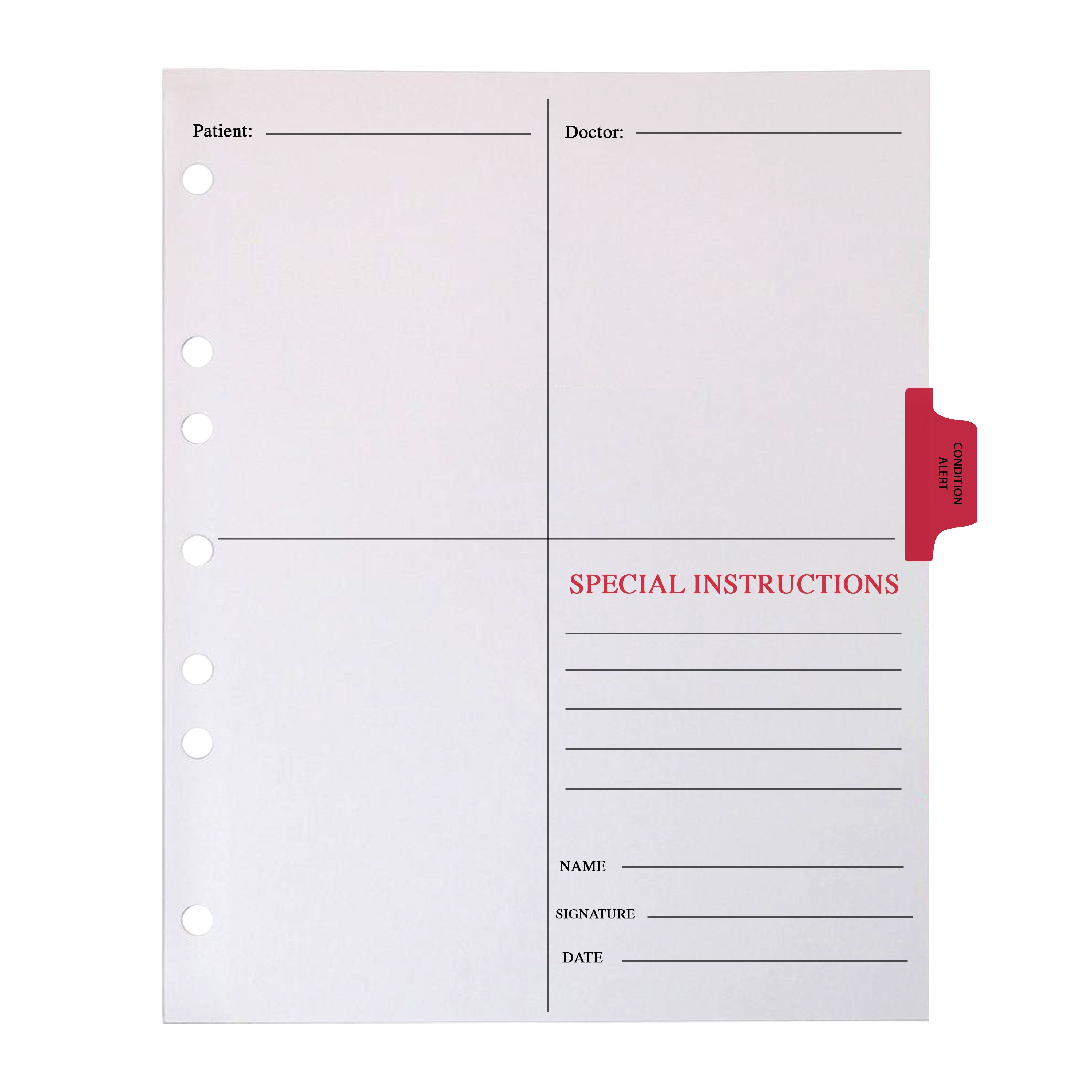 Condition Alert Sheet Side Opening Paper Dividers