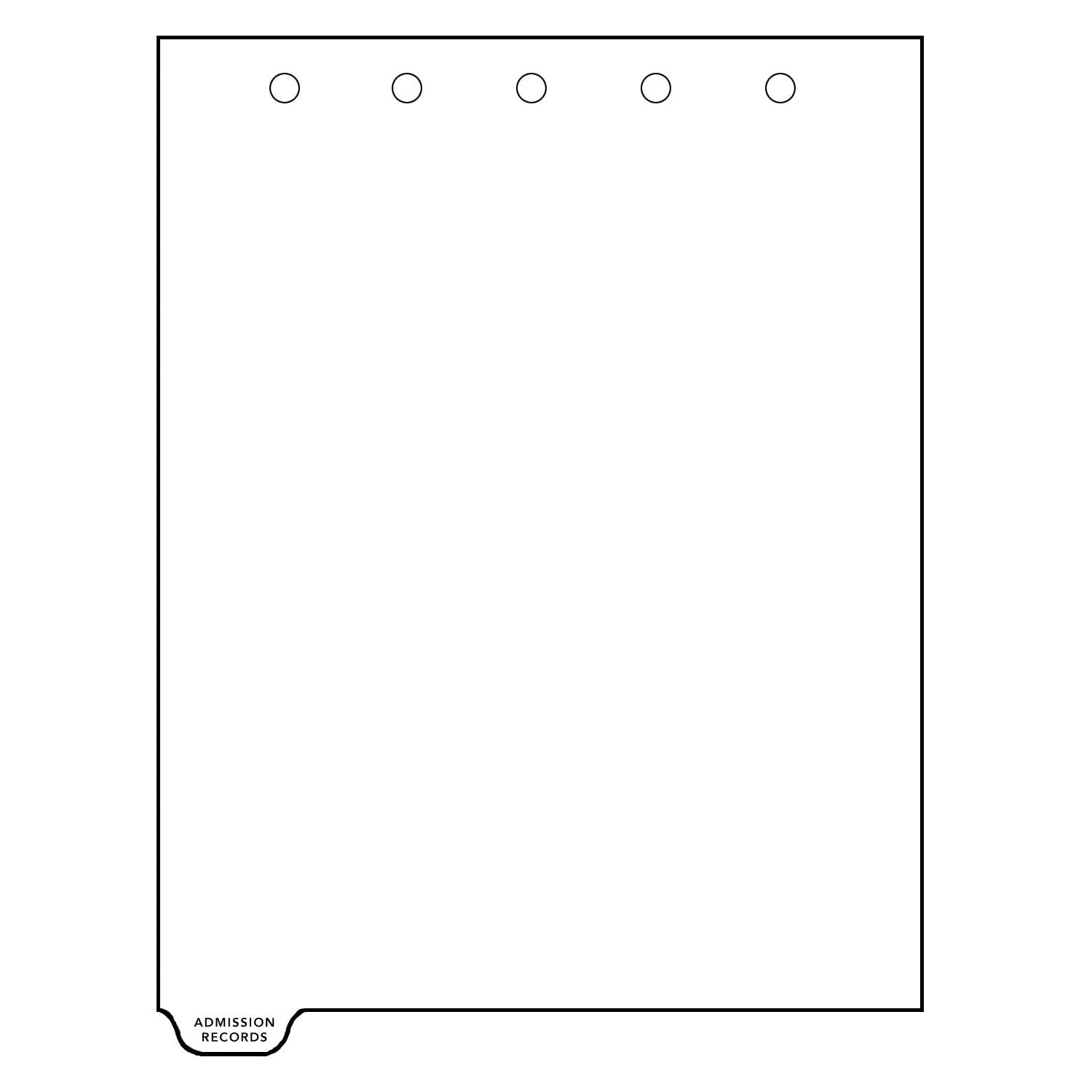 Heavy Duty Plastic Medical Chart Divider Tabs, Bottom Tab, 1/9 Cut, Tab 1 Position