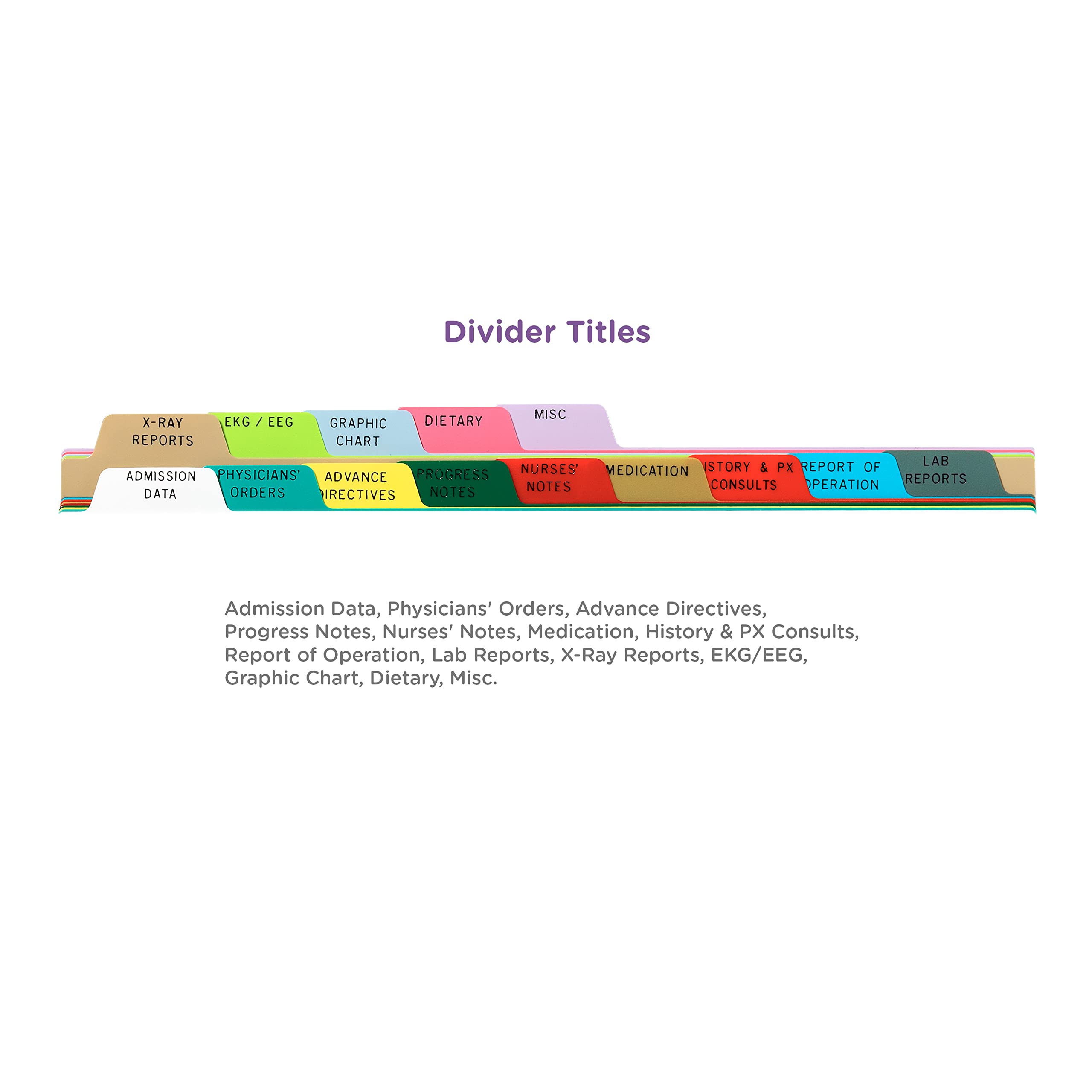 Heavy Duty Plastic Hospital Divider Sets for Side Opening Binders