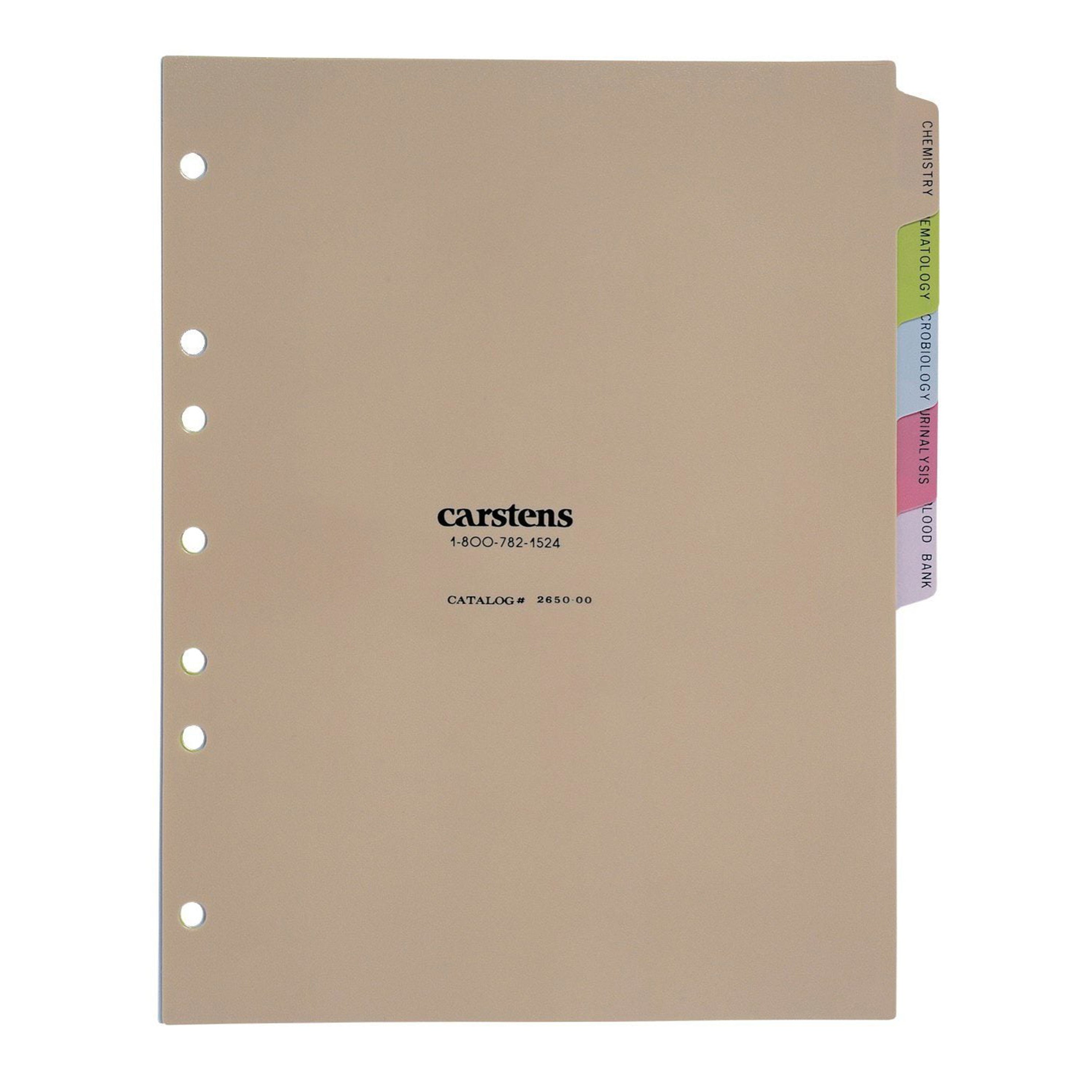 Heavy Duty Plastic Medical Lab Divider Sets for Side Opening Binders