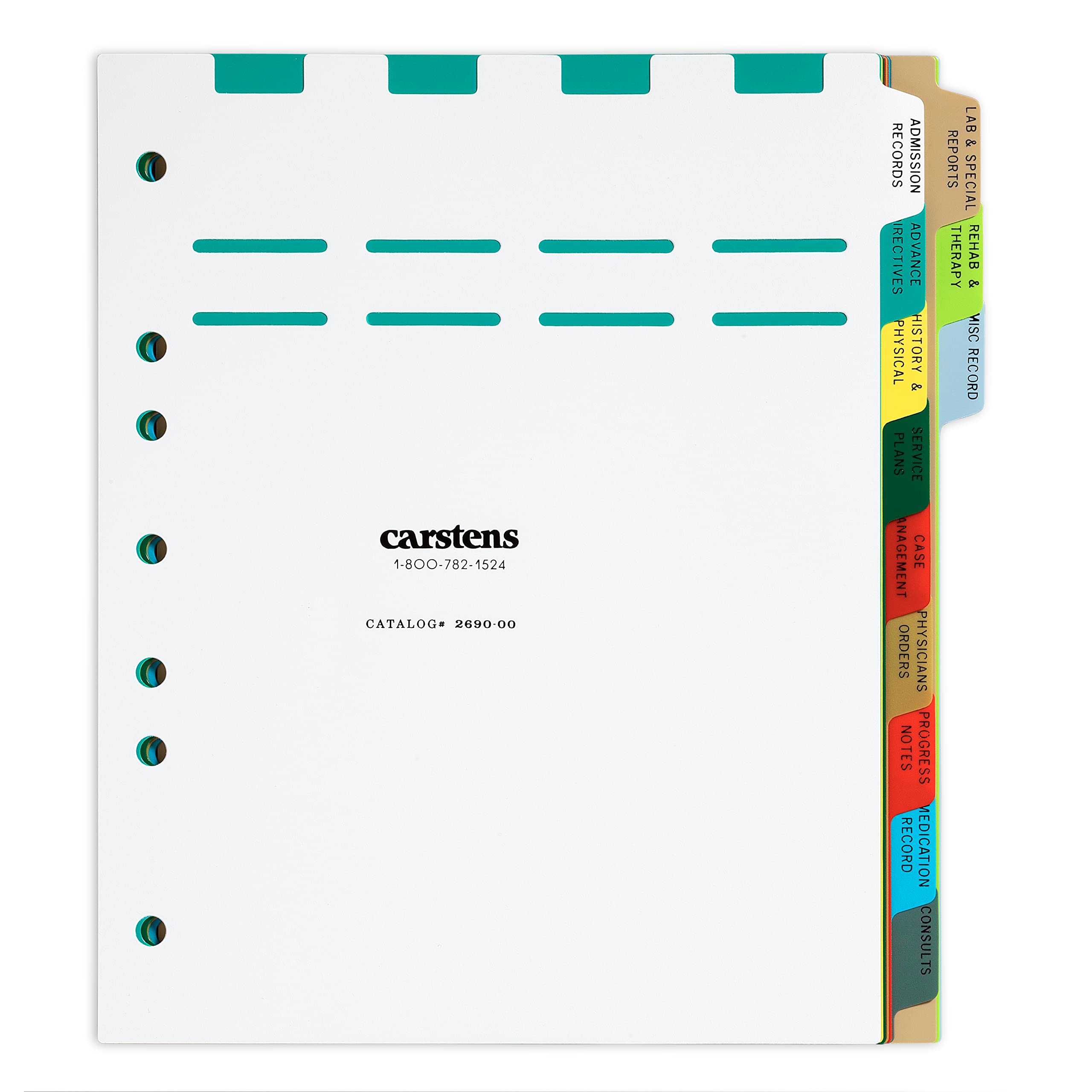 Heavy Duty Plastic Assisted Living Divider Sets for Side Opening Binders