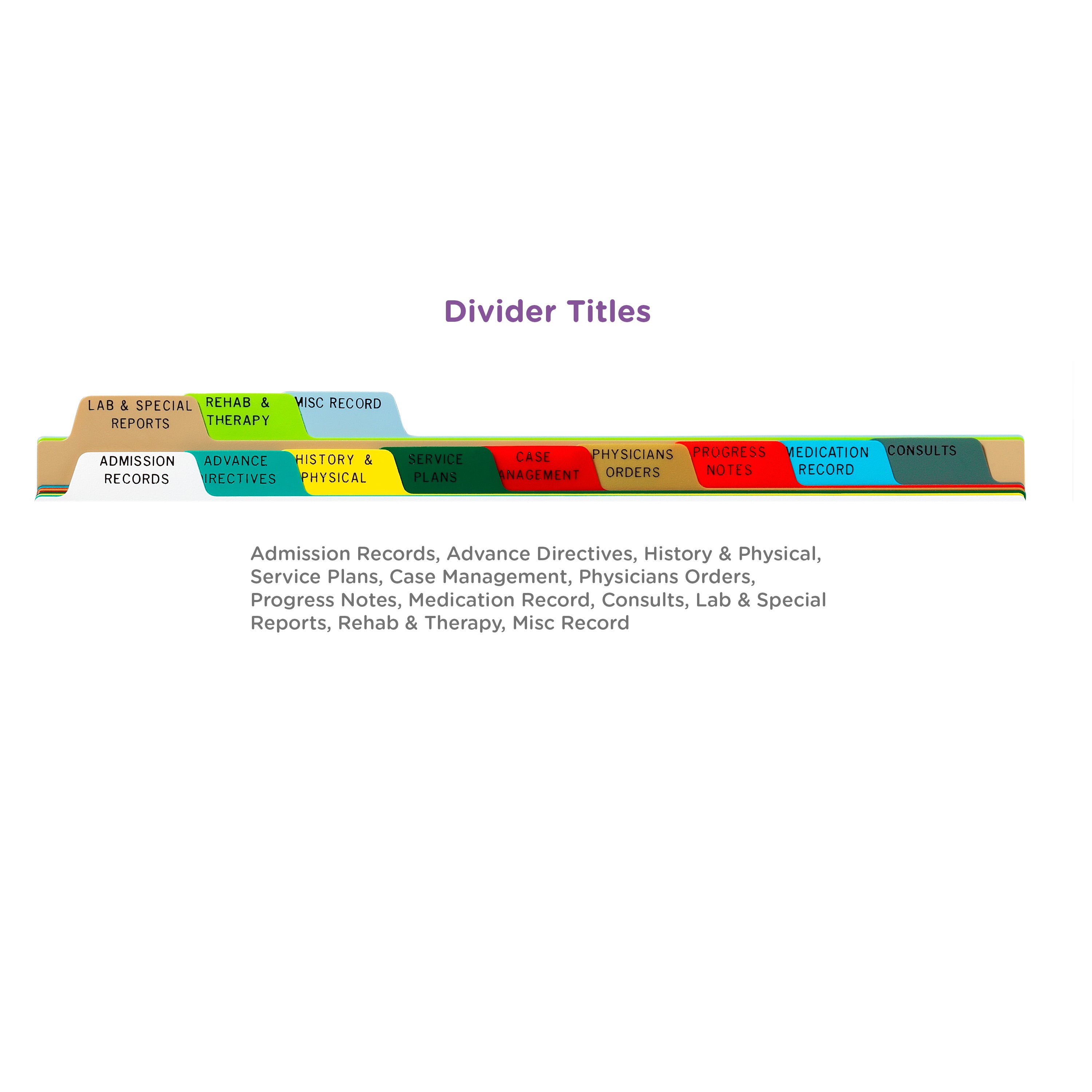 Heavy Duty Plastic Assisted Living Divider Sets for Side Opening Binders