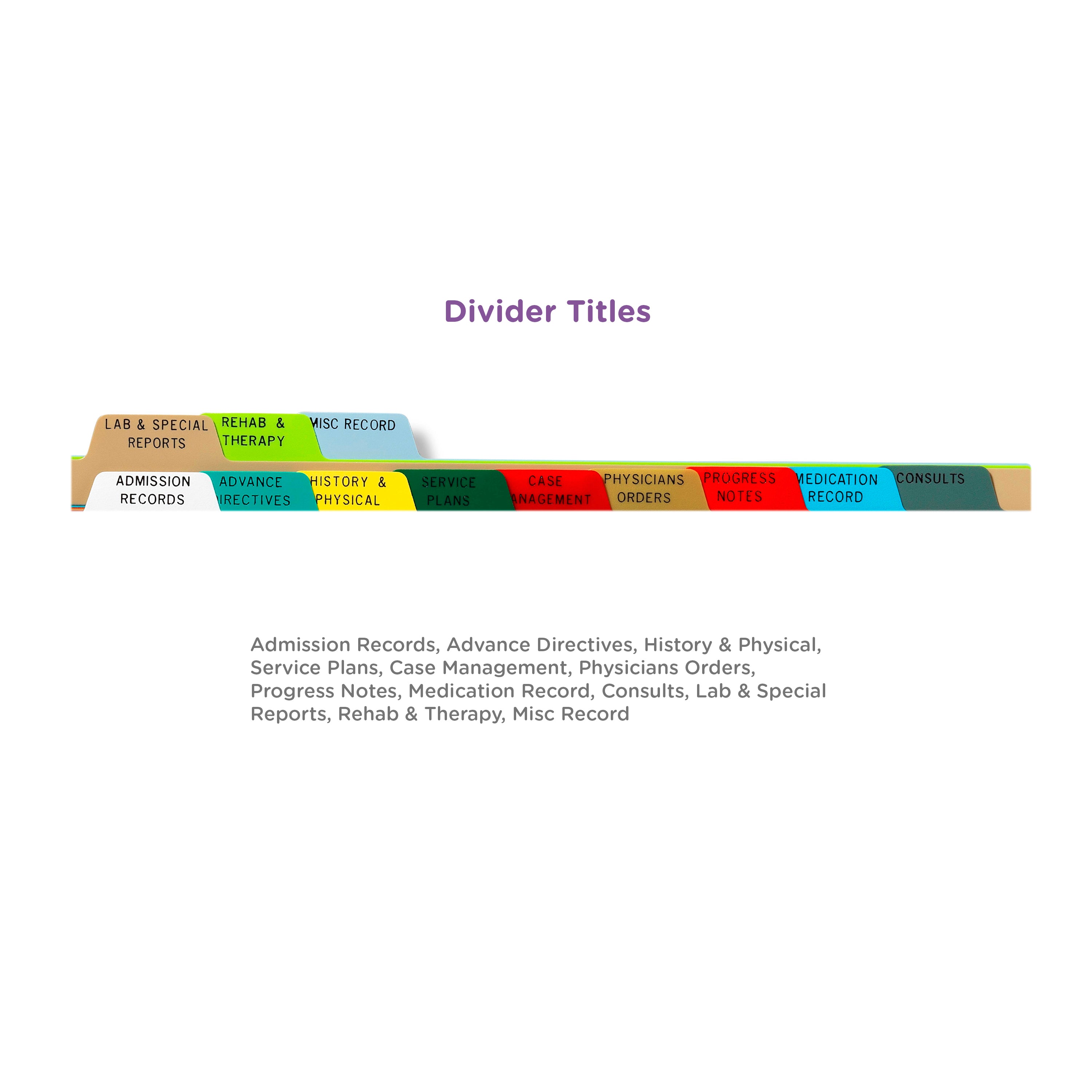 Heavy Duty Plastic Assisted Living Divider Set for Top Opening Binders