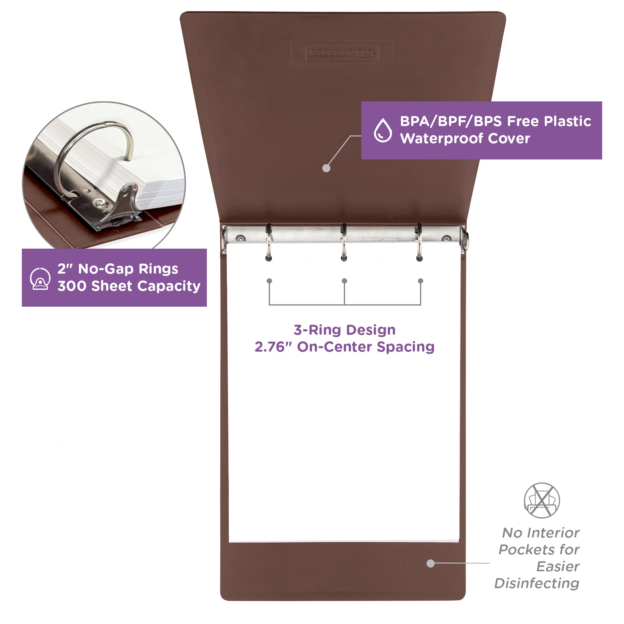 2-Inch Heavy Duty 3-Ring Binder for Medical Charting - Top Opening