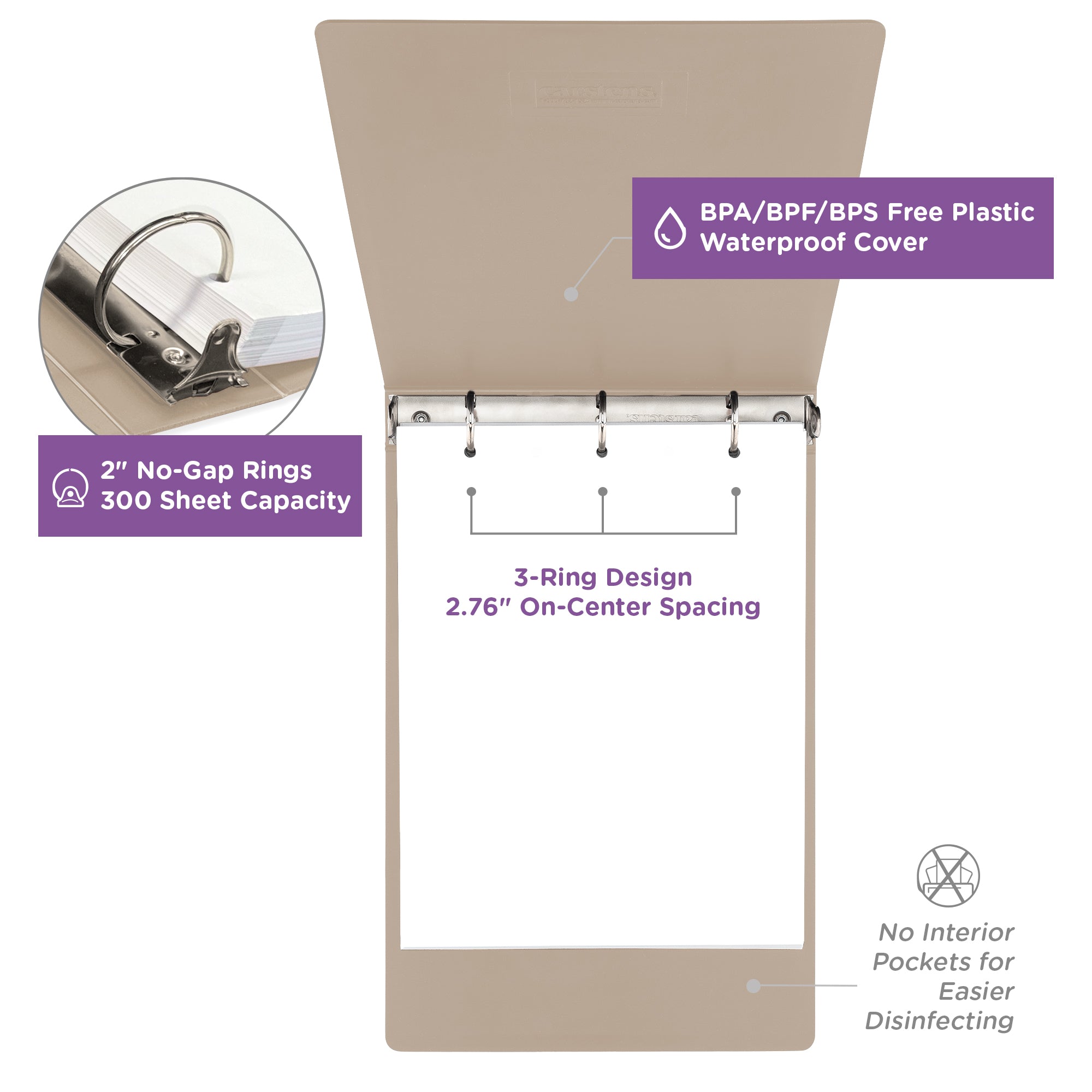 2-Inch Heavy Duty 3-Ring Binder for Medical Charting - Top Opening