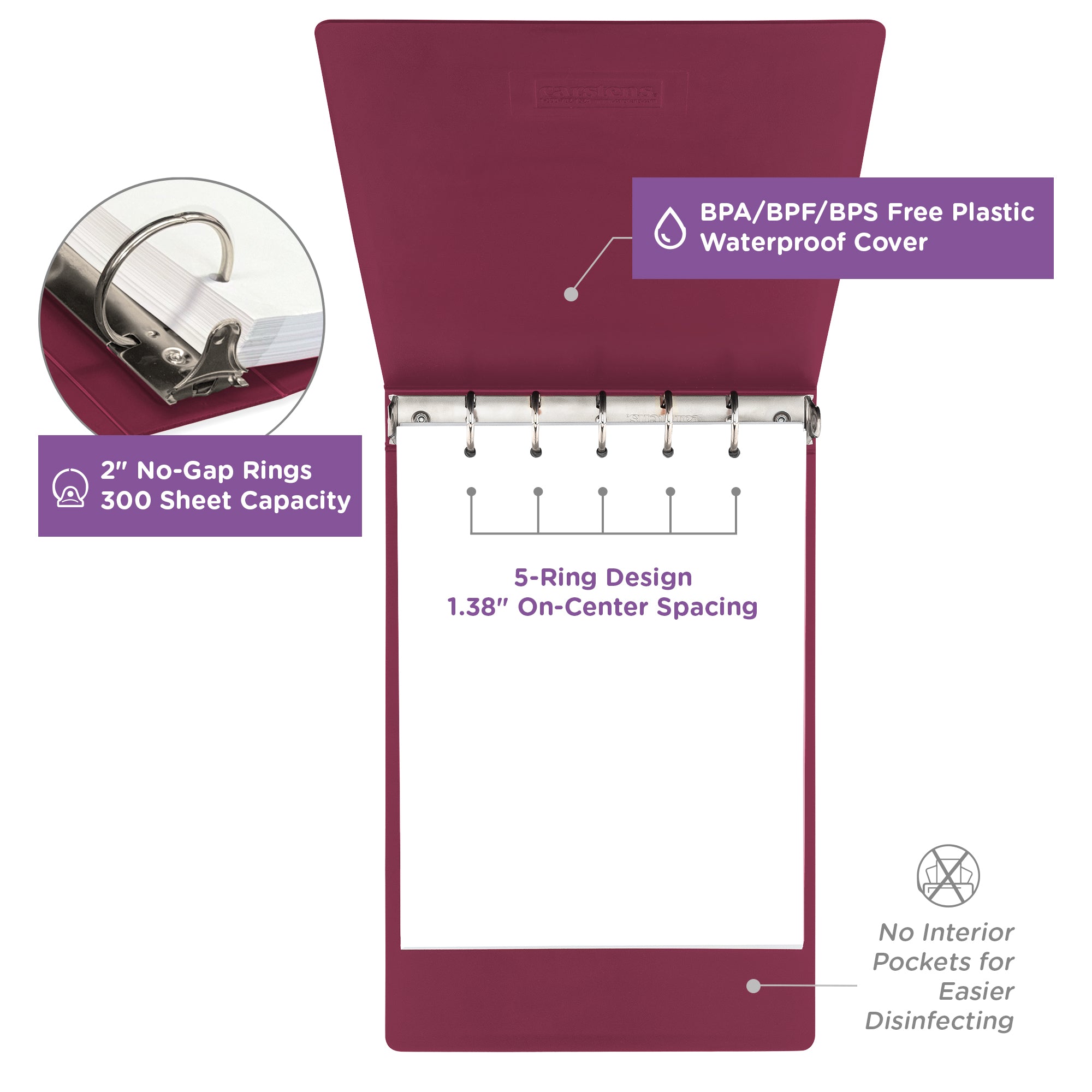 2-Inch Heavy Duty 5-Ring Binder – Top Opening