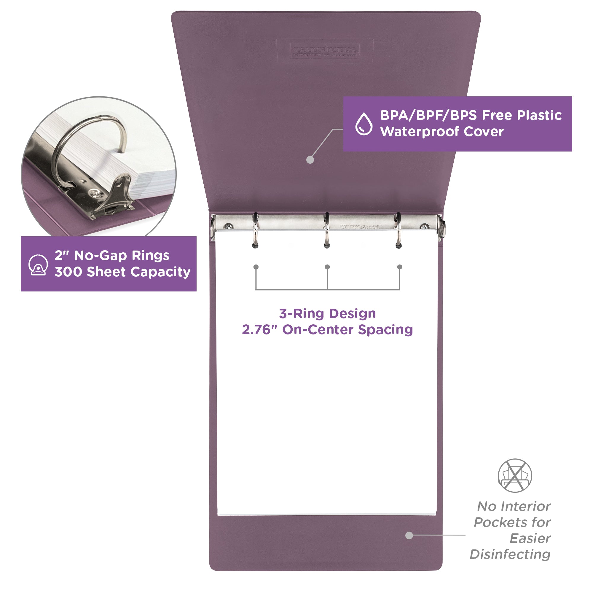 2-Inch Heavy Duty 3-Ring Binder for Medical Charting - Top Opening
