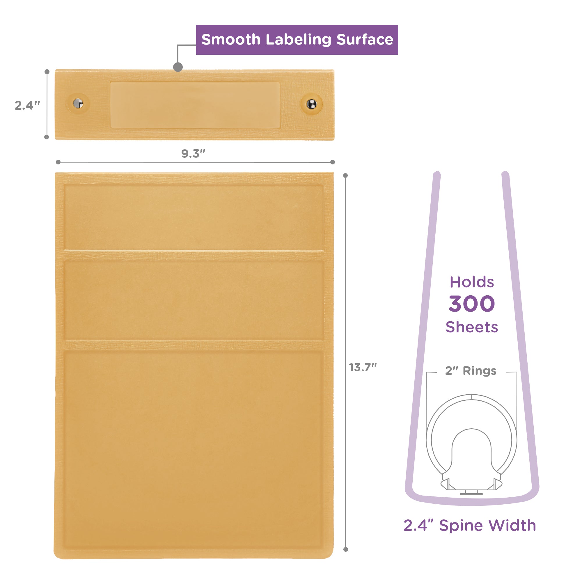 2-Inch Heavy Duty 3-Ring Binder for Medical Charting - Top Opening