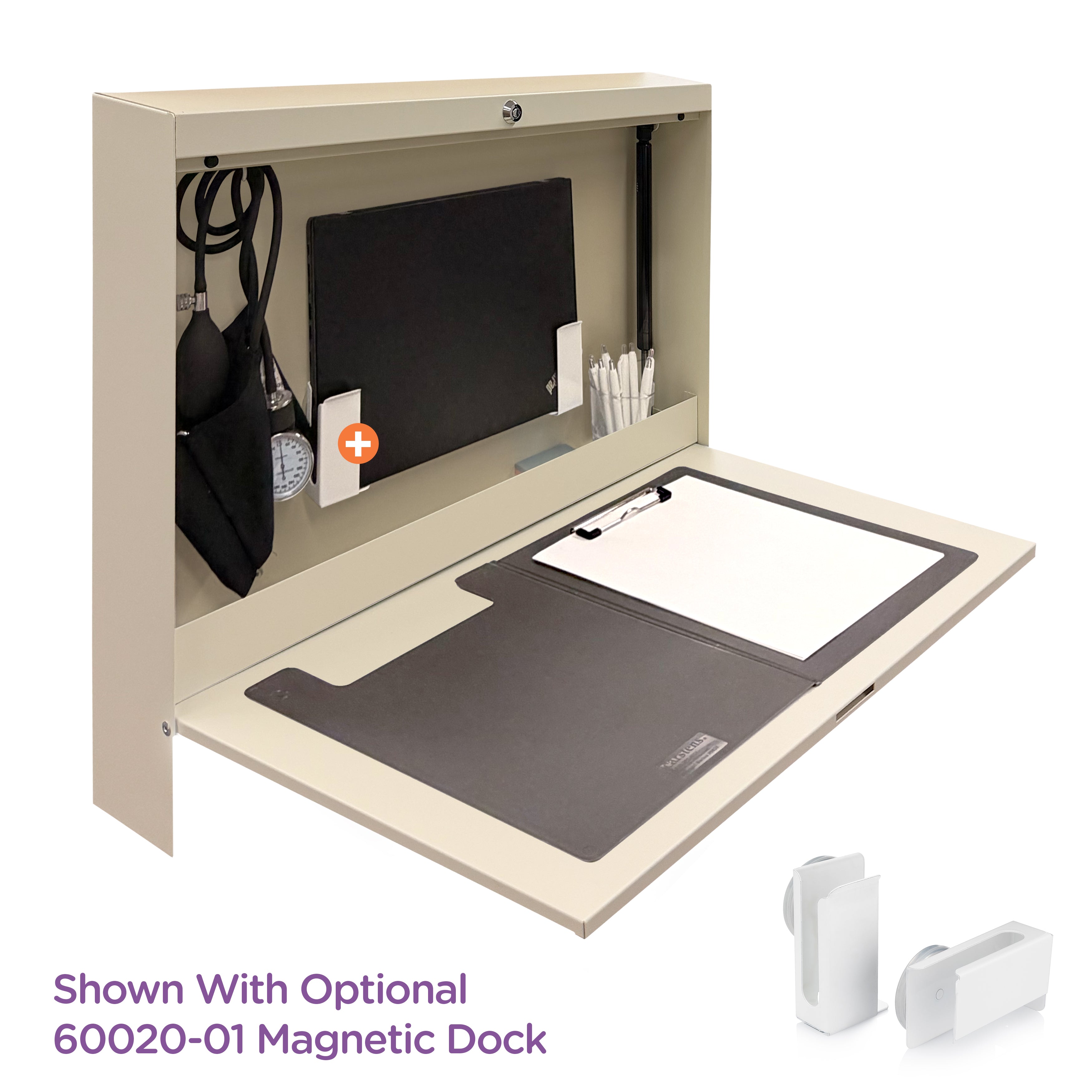 Basic Wide Wall-Mounted Workstation, 25.63"W x 20"H x 4"D, ECONOroo™ 6640 Series