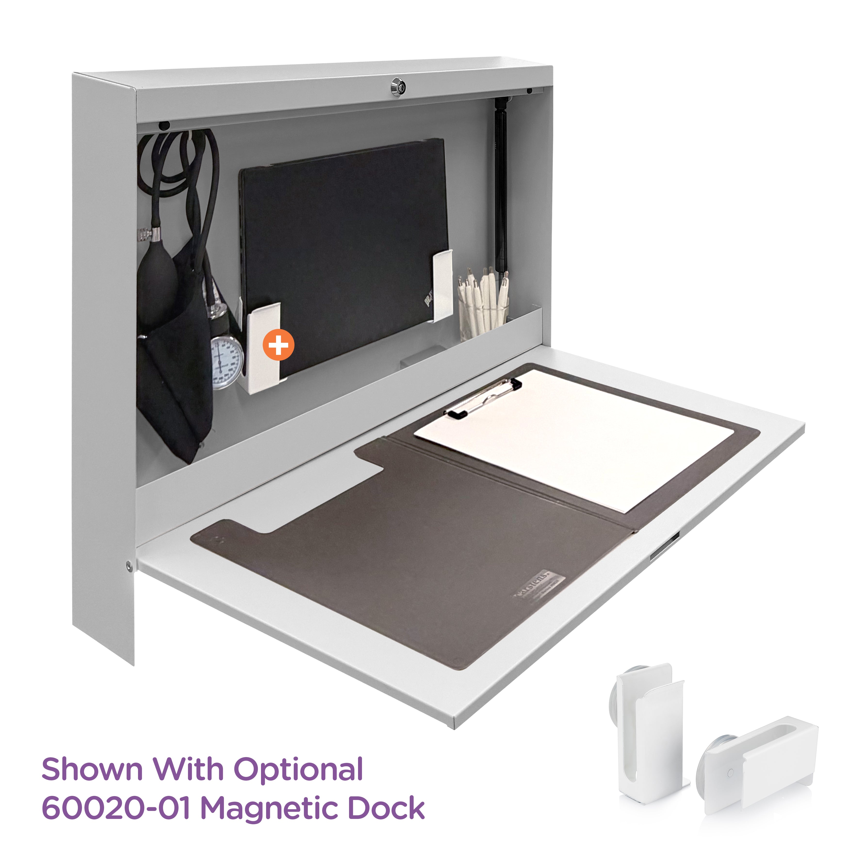 Basic Wide Wall-Mounted Workstation, 25.63"W x 20"H x 4"D, ECONOroo™ 6640 Series