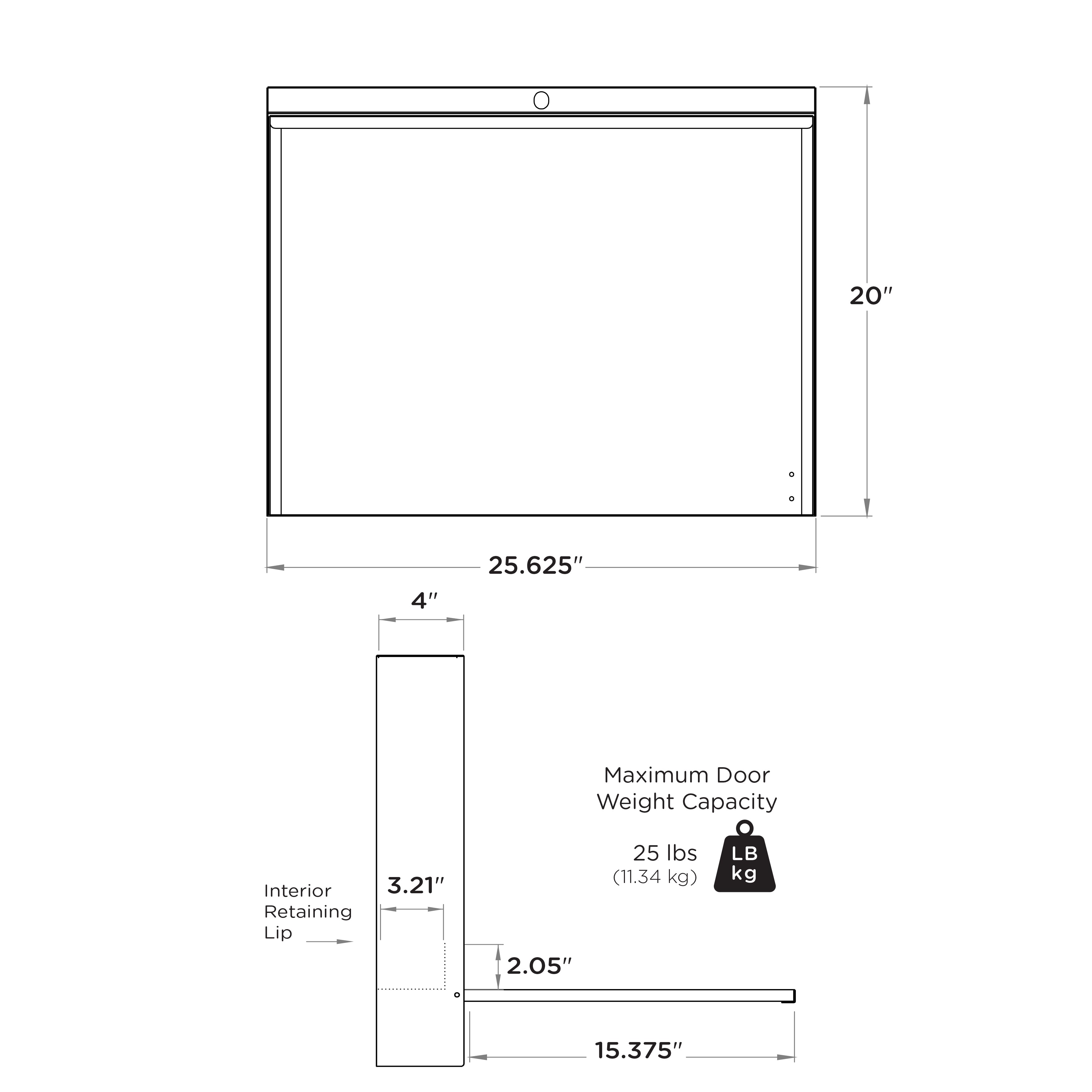 Basic Wide Wall-Mounted Workstation, 25.63"W x 20"H x 4"D, ECONOroo™ 6640 Series