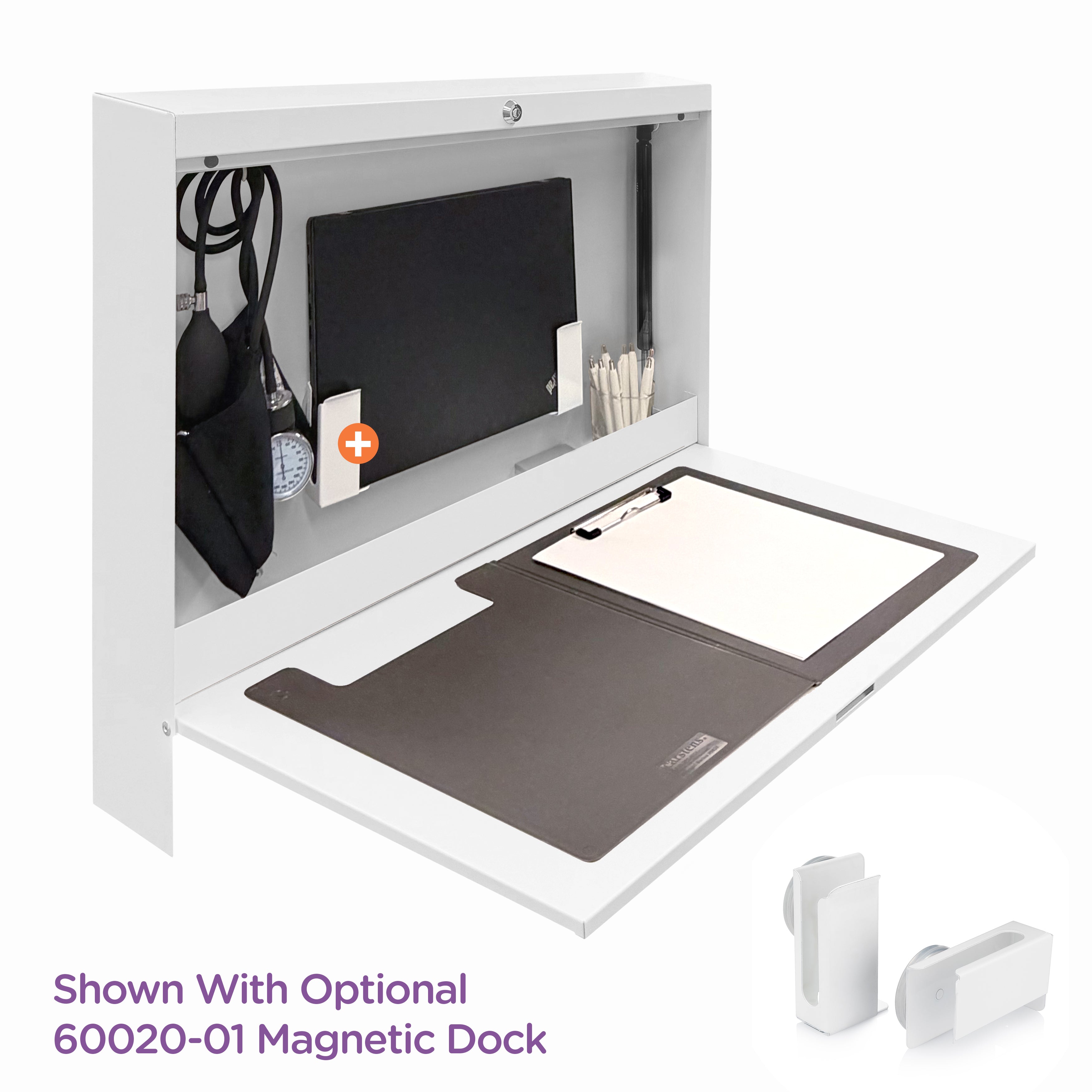 Basic Wide Wall-Mounted Workstation, 25.63"W x 20"H x 4"D, ECONOroo™ 6640 Series