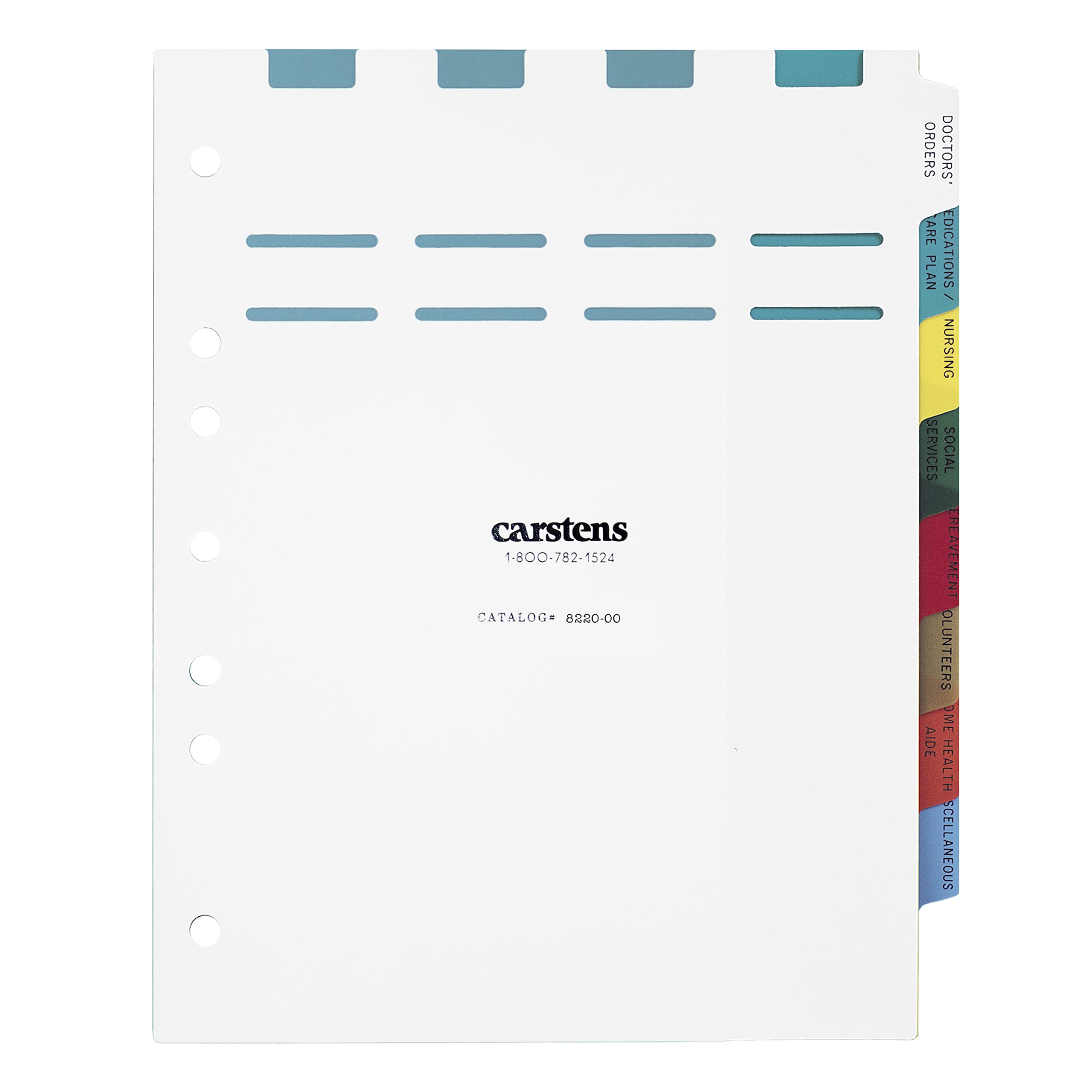 Heavy Duty Plastic Hospice Divider Sets for Side Opening Binders